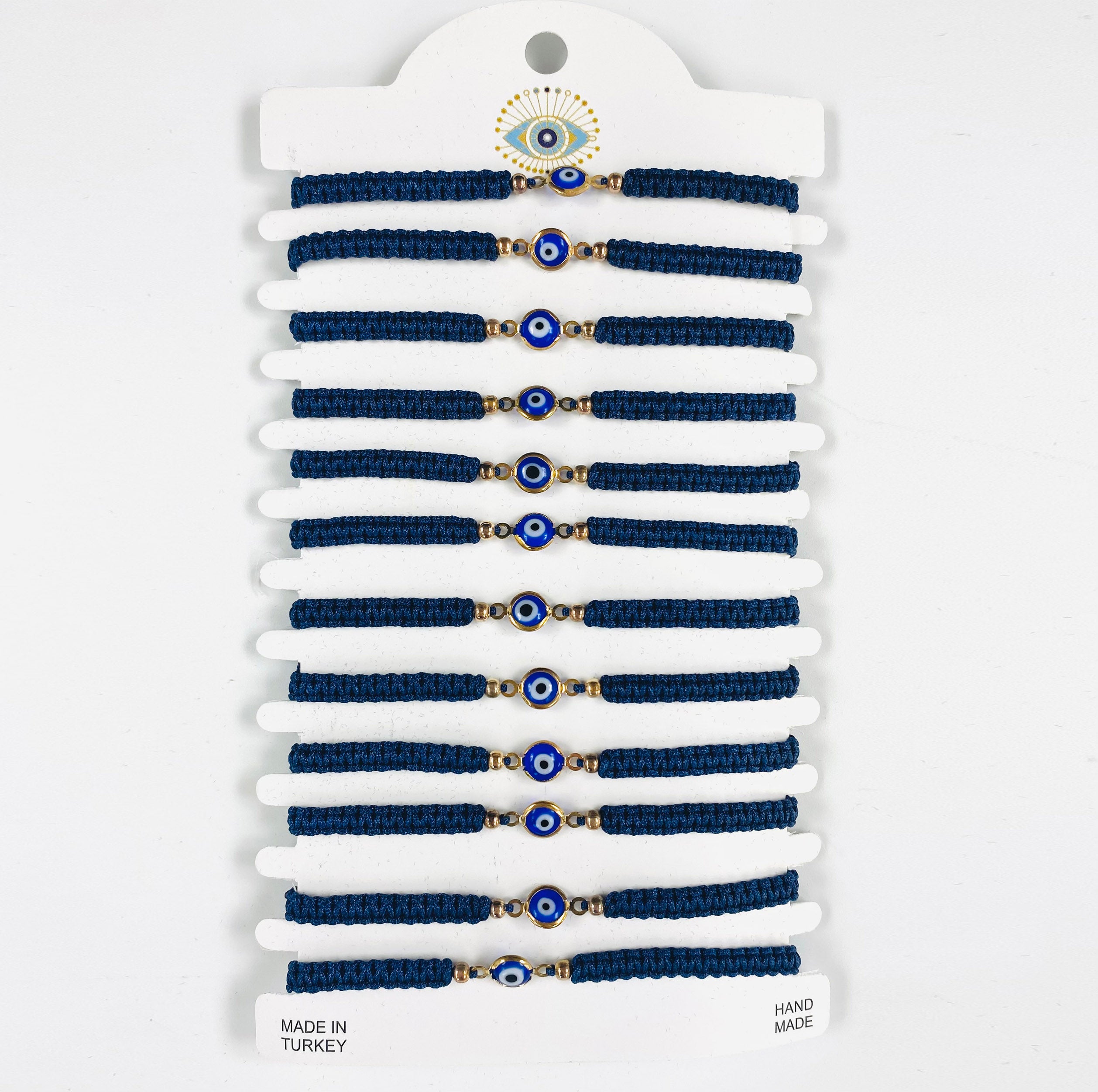 Navy Stone Copper Plated Evileye Rope Bracelet Set