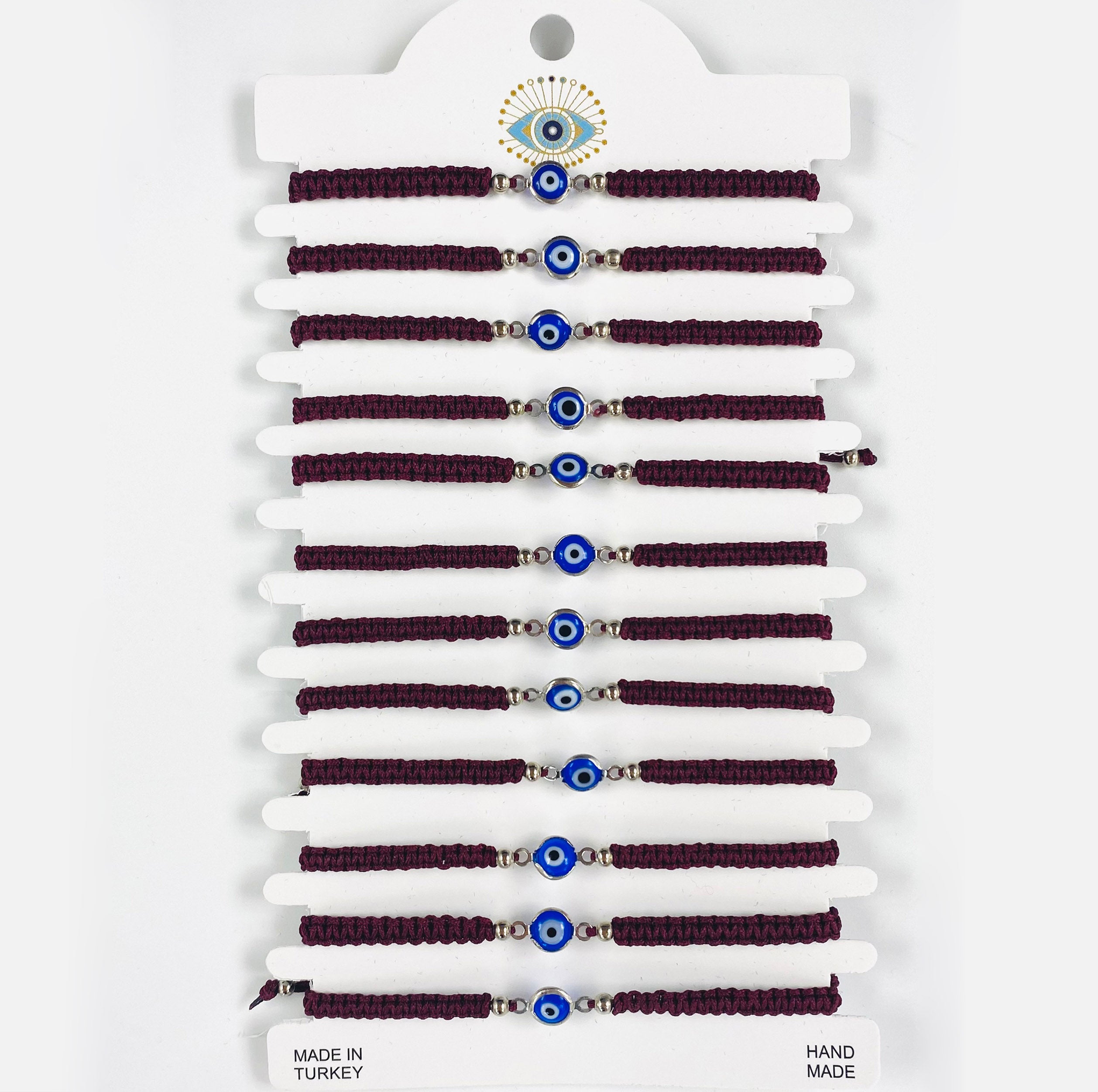Navy Stone Silver Plated Evileye Rope Bracelet Set