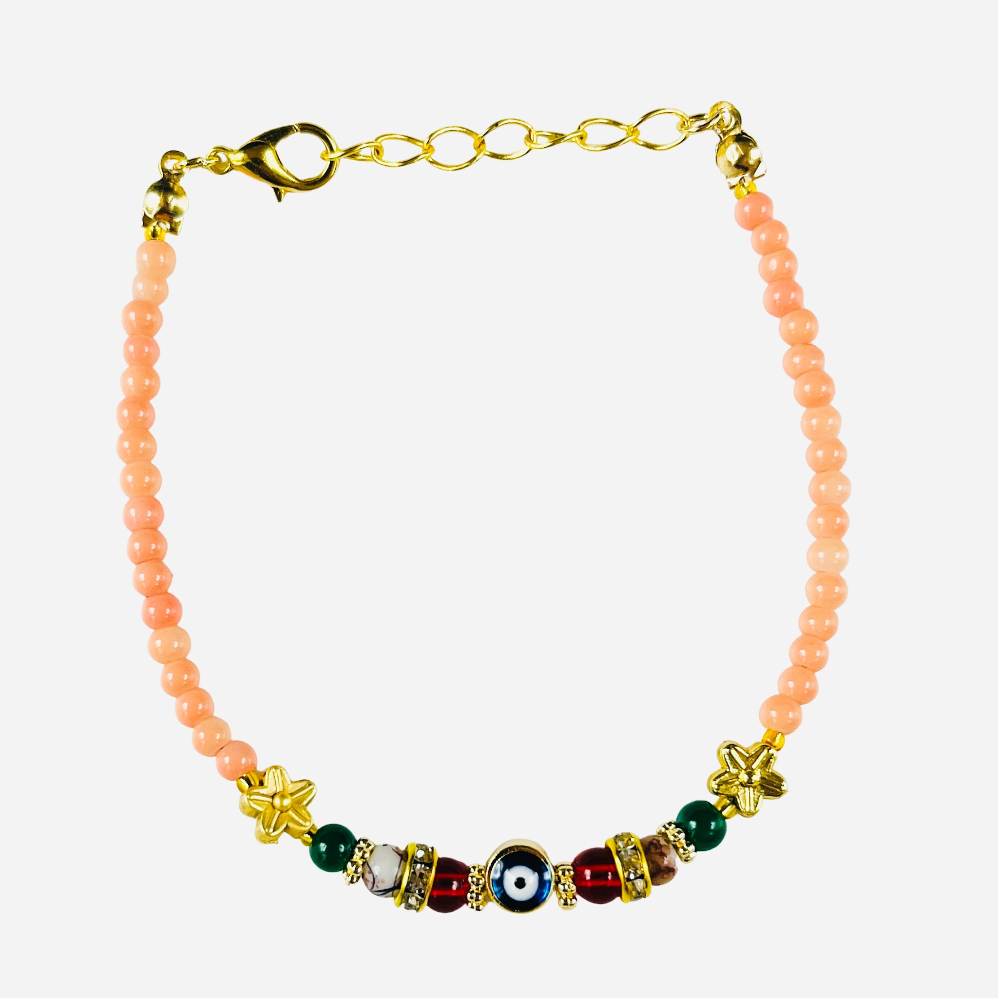 Lux Crystal Chain Evil Eye Beaded Bracelet