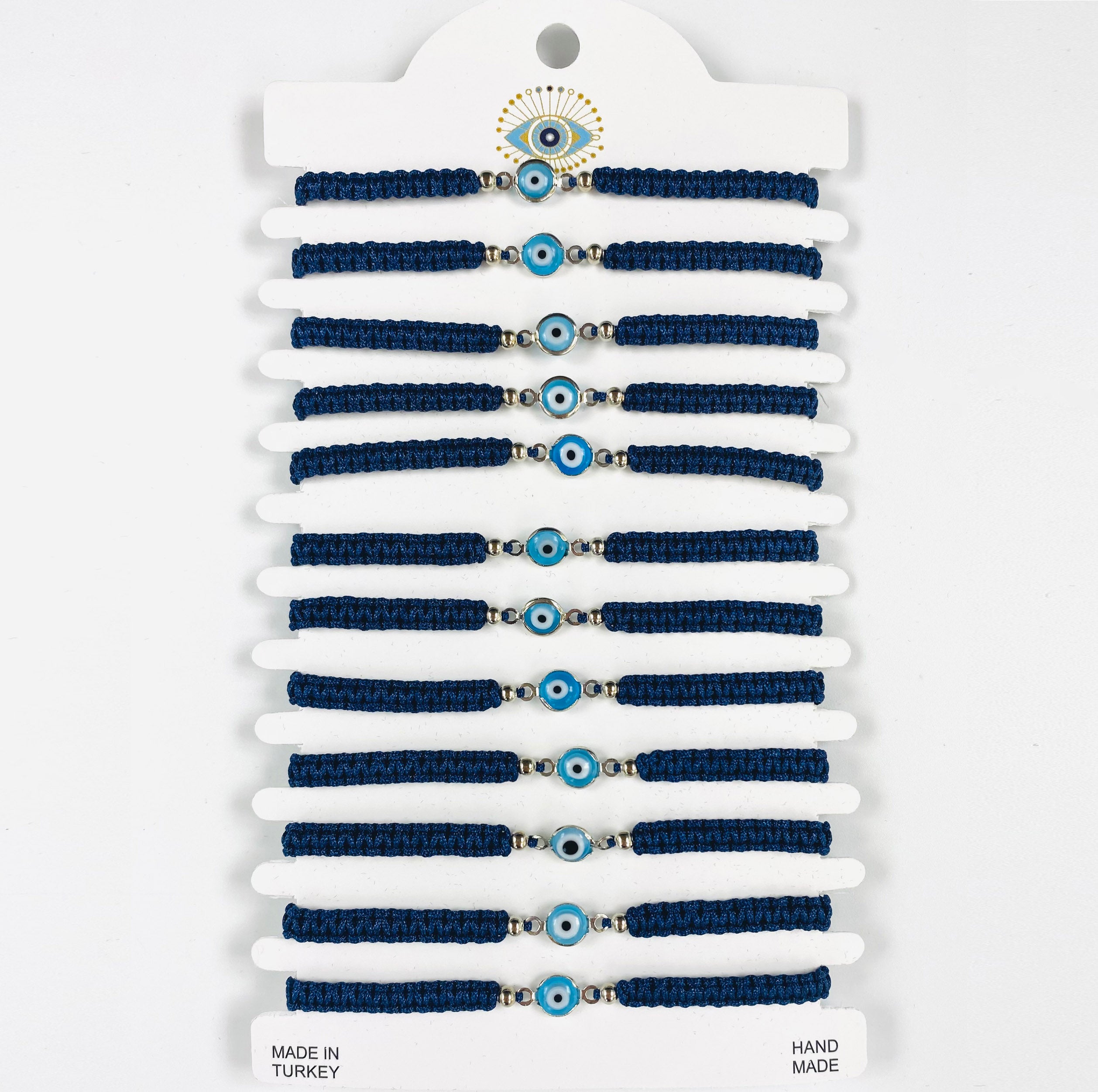 Blue Stone Silver Plated Evileye Rope Bracelet Set