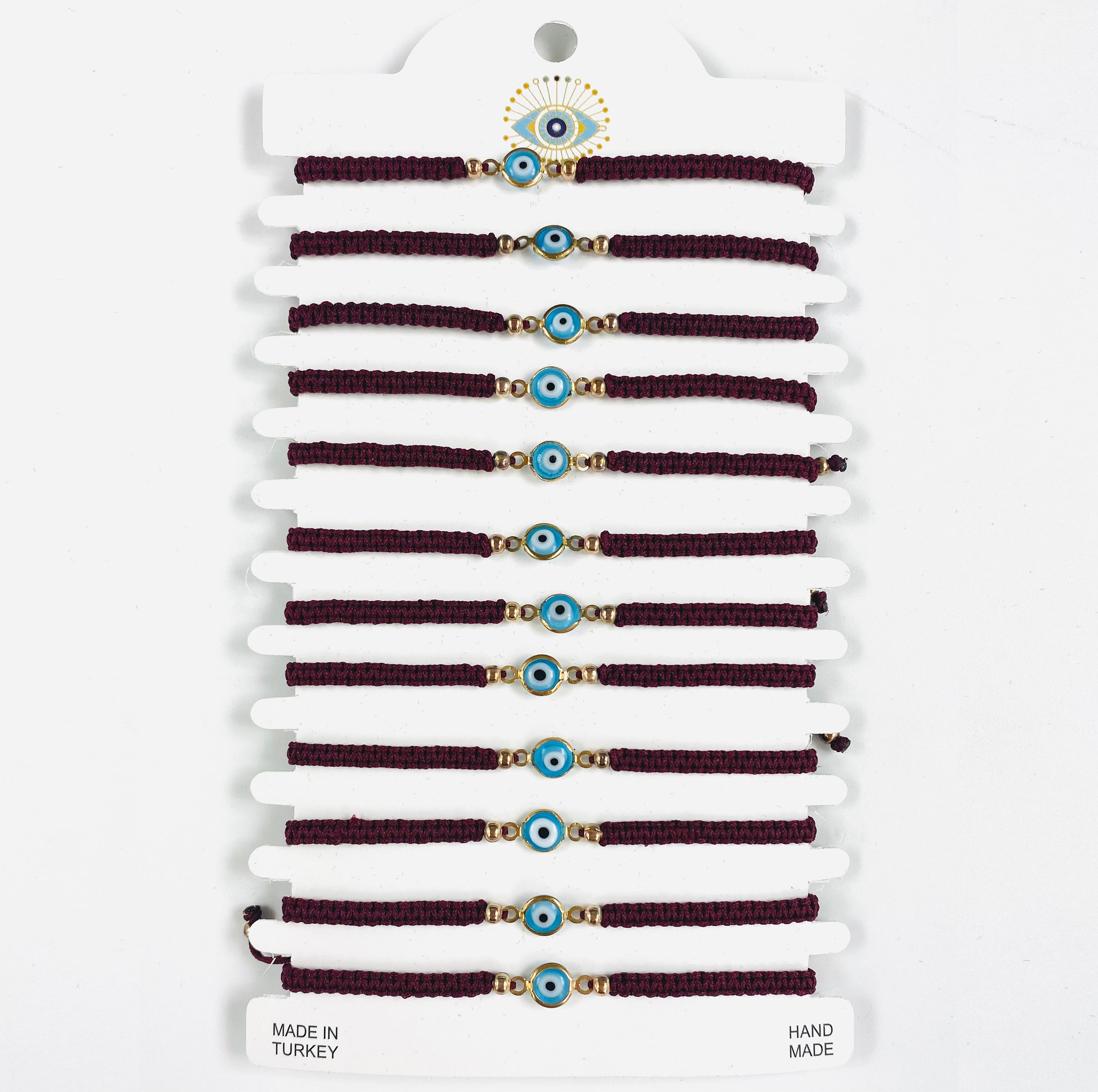 Blue Stone Copper Plated Evileye Rope Bracelet Set