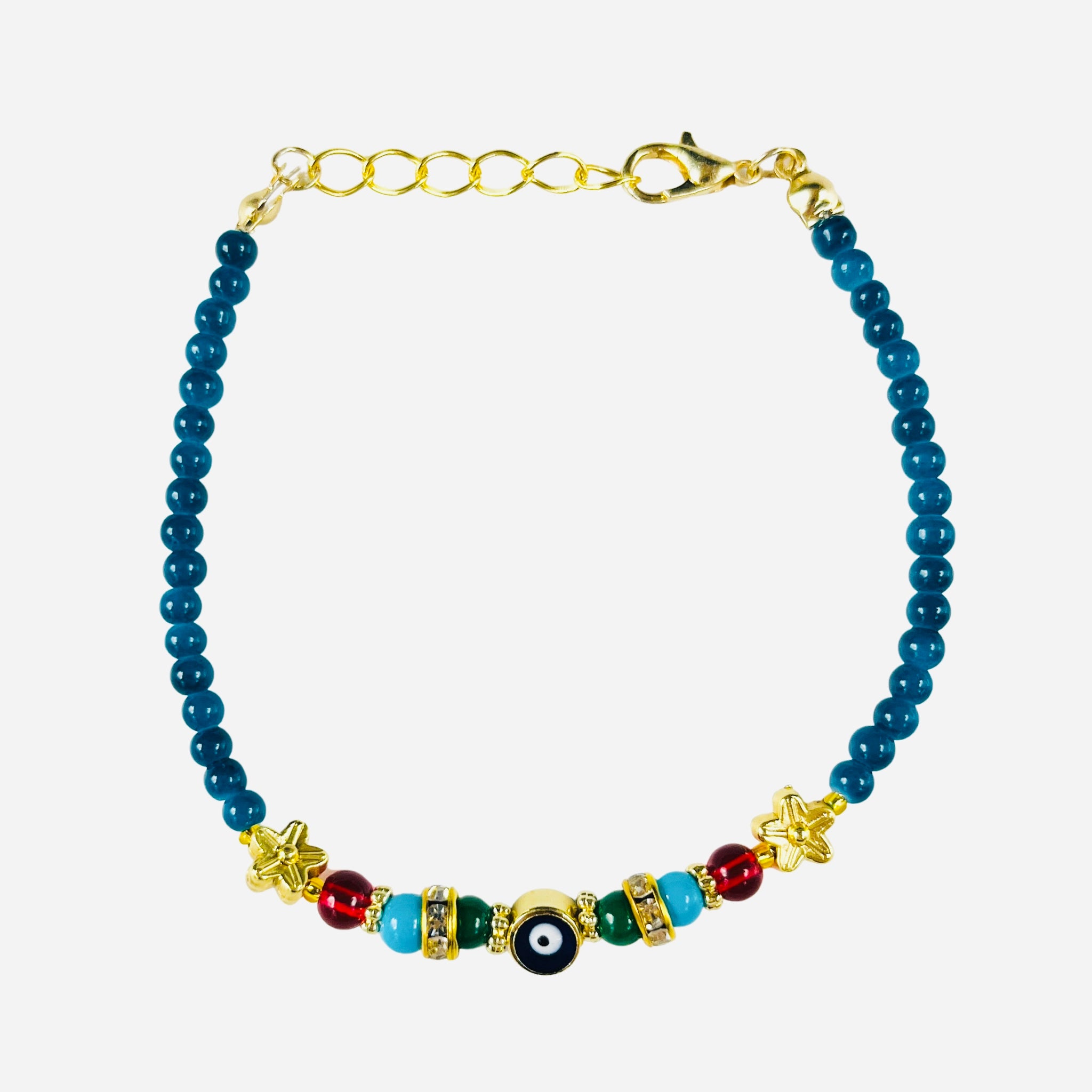 Lux Crystal Chain Evil Eye Beaded Bracelet