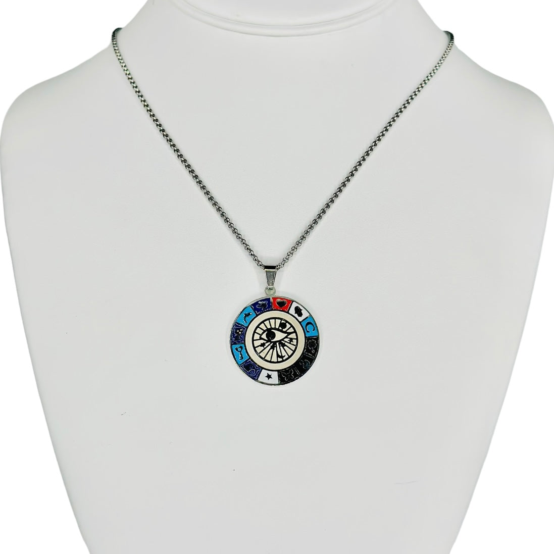 Stainless Steel Round Colorful Evileye Necklace