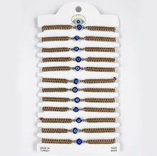 Load image into Gallery viewer, Navy Stone Silver Plated Evileye Rope Bracelet Set
