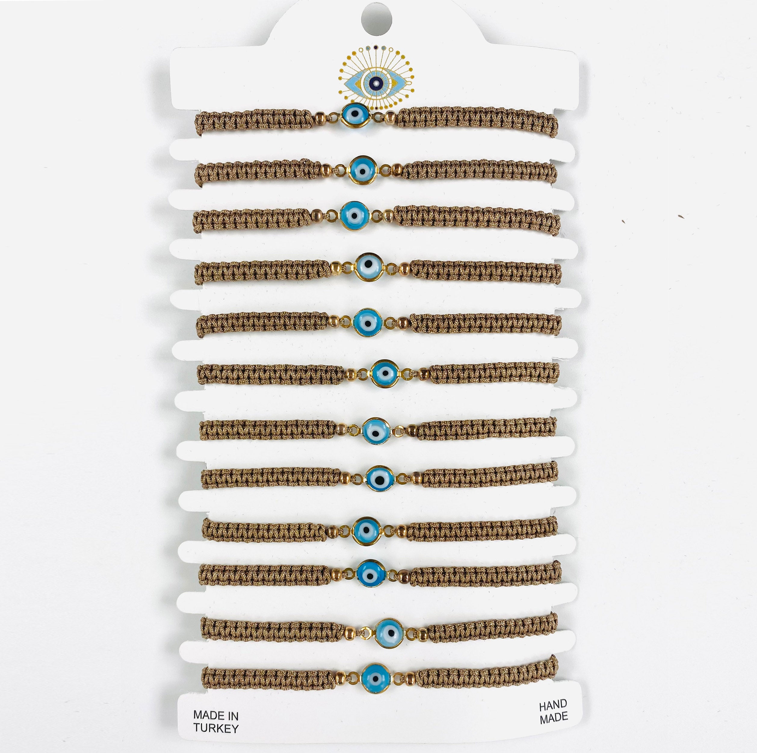 Blue Stone Copper Plated Evileye Rope Bracelet Set