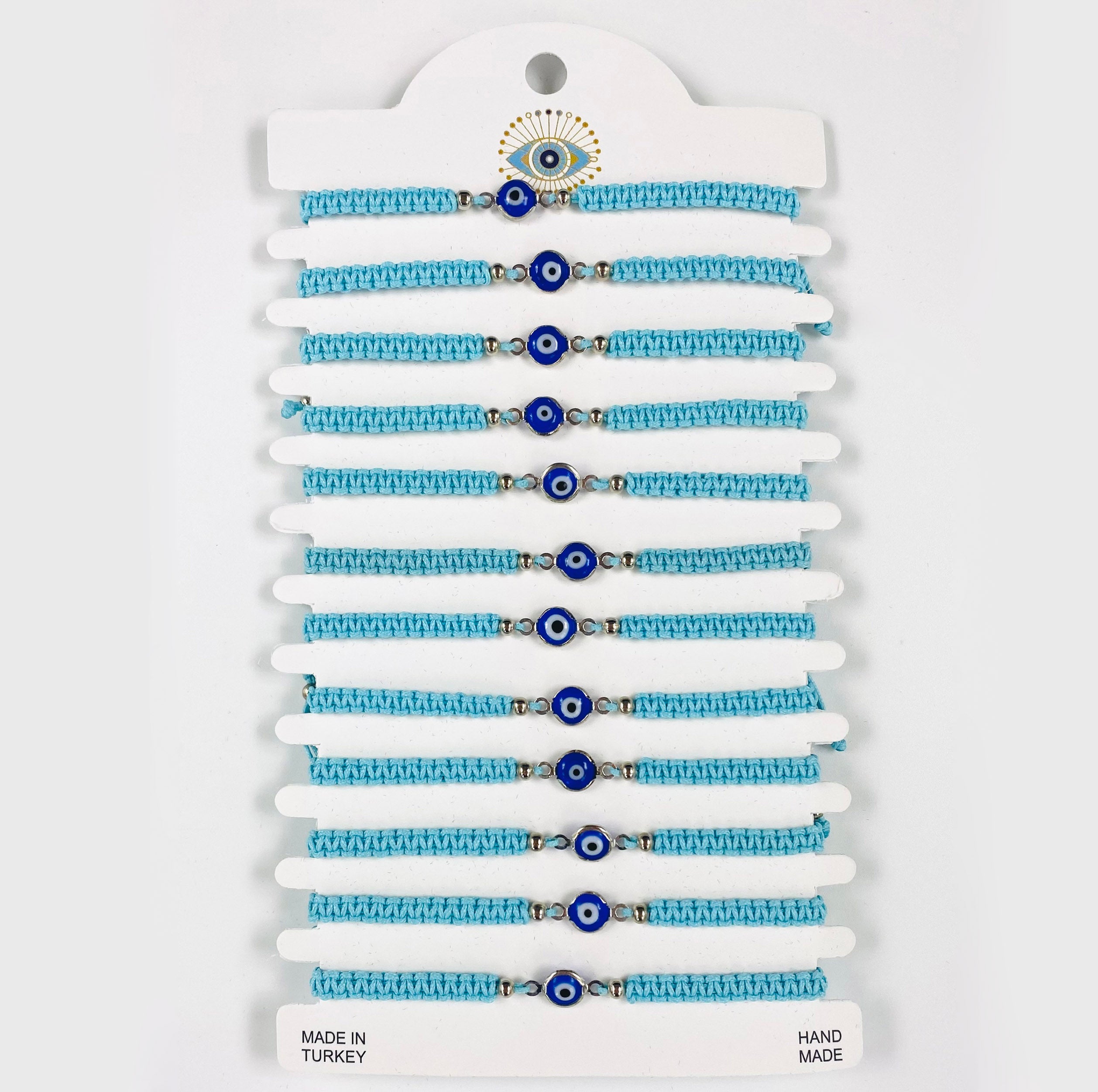 Navy Stone Silver Plated Evileye Rope Bracelet Set