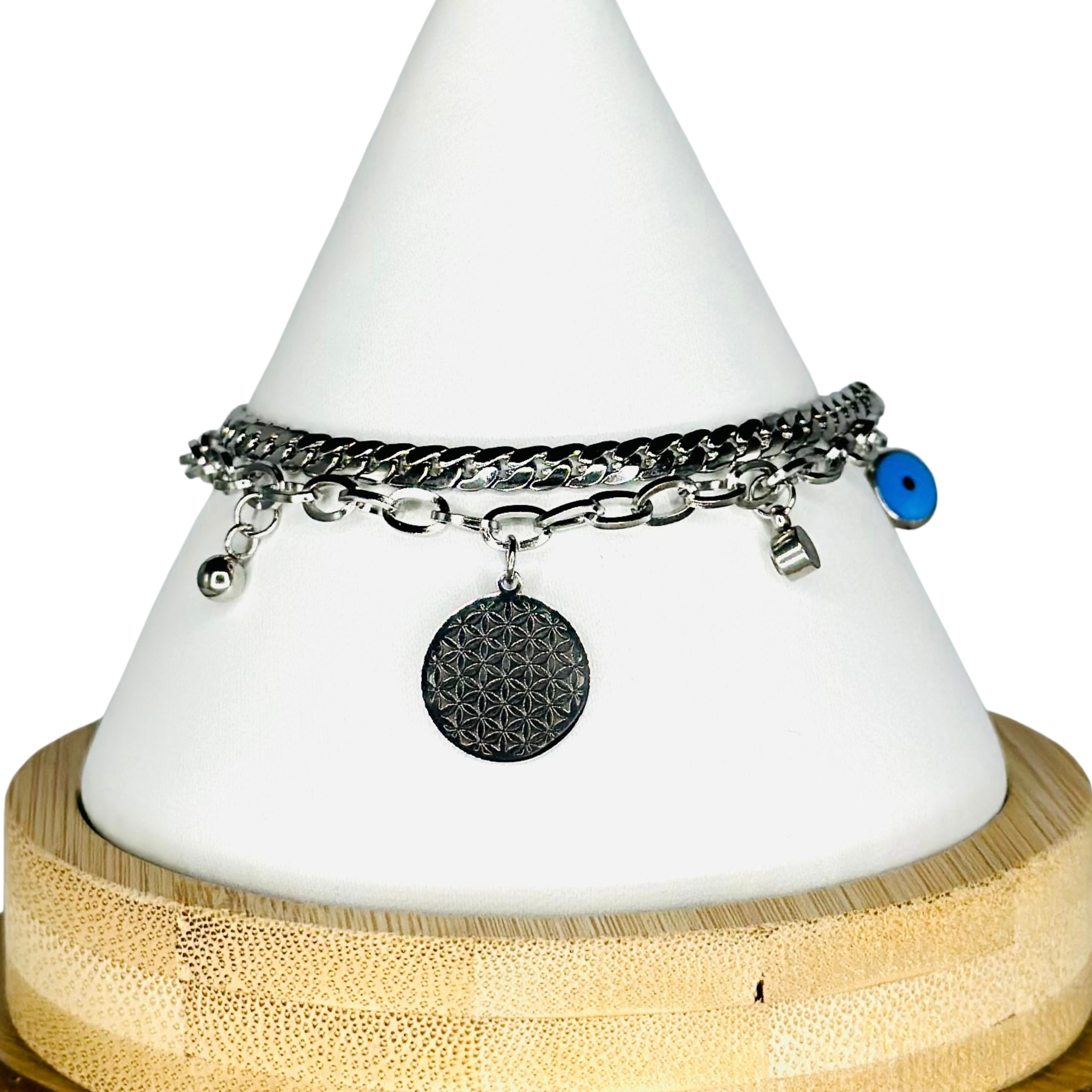 Stainless Steel Round Patterned Bracelet