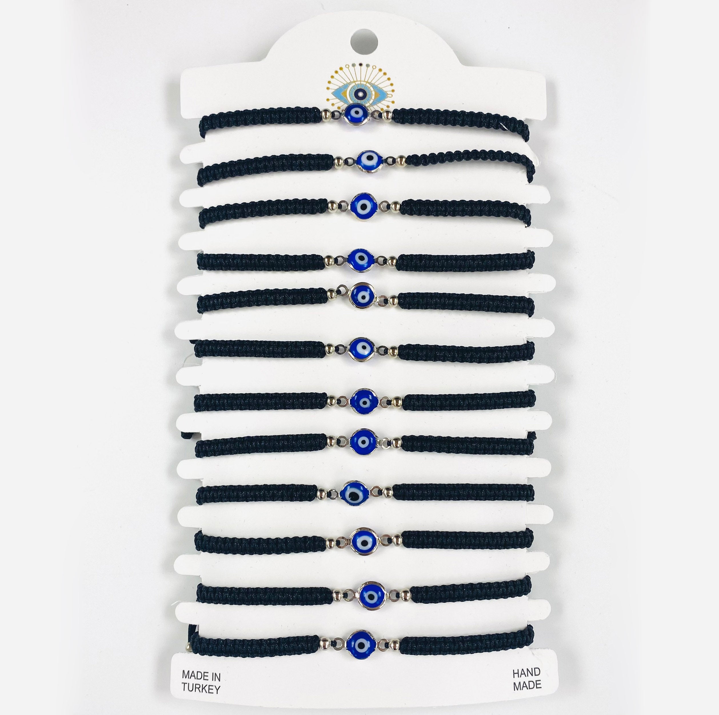 Navy Stone Silver Plated Evileye Rope Bracelet Set