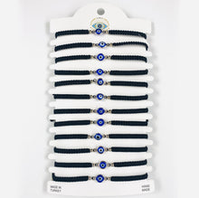 Load image into Gallery viewer, Navy Stone Silver Plated Evileye Rope Bracelet Set
