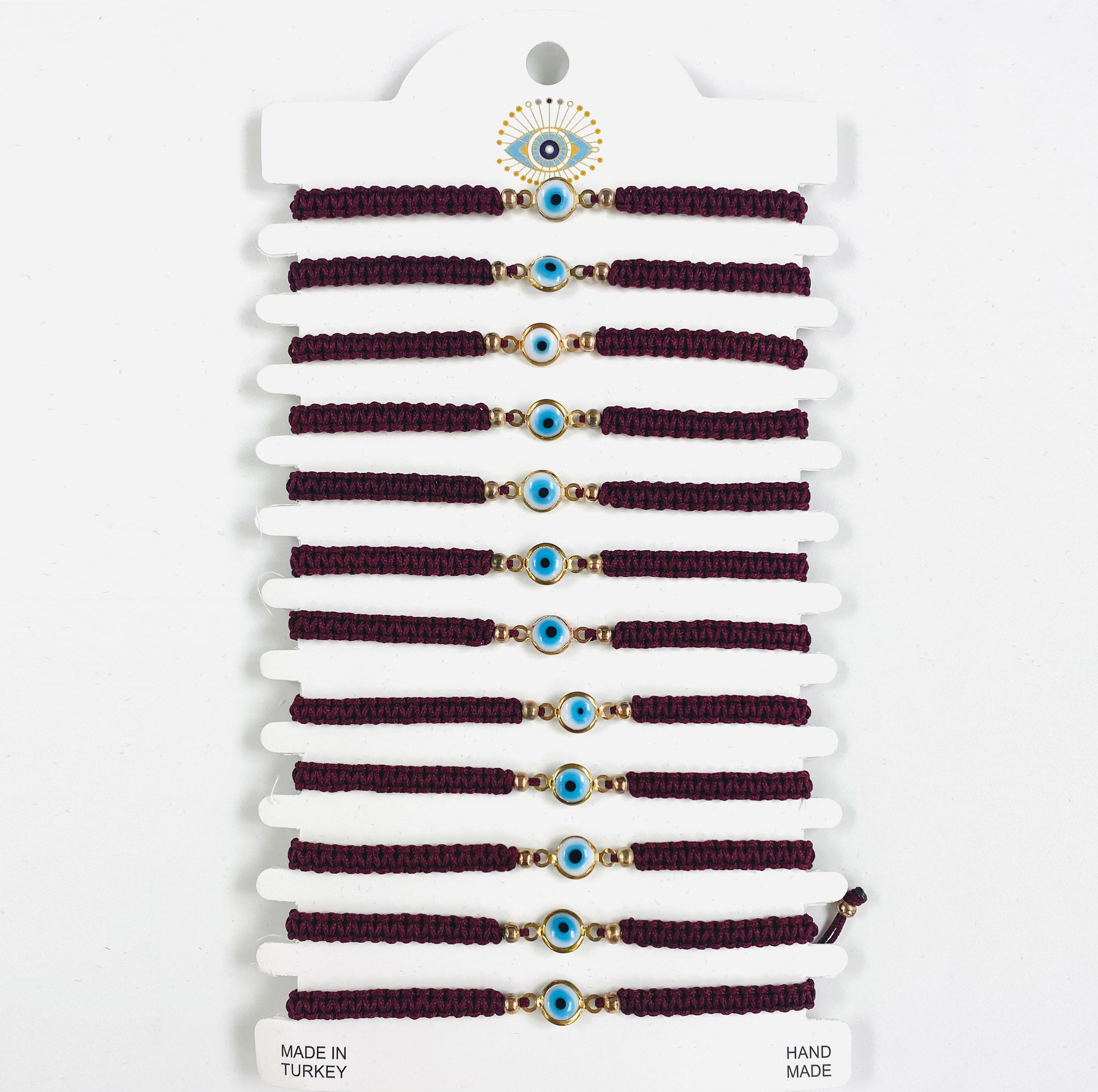 White Stone Copper Plated Evileye Rope Bracelet Set