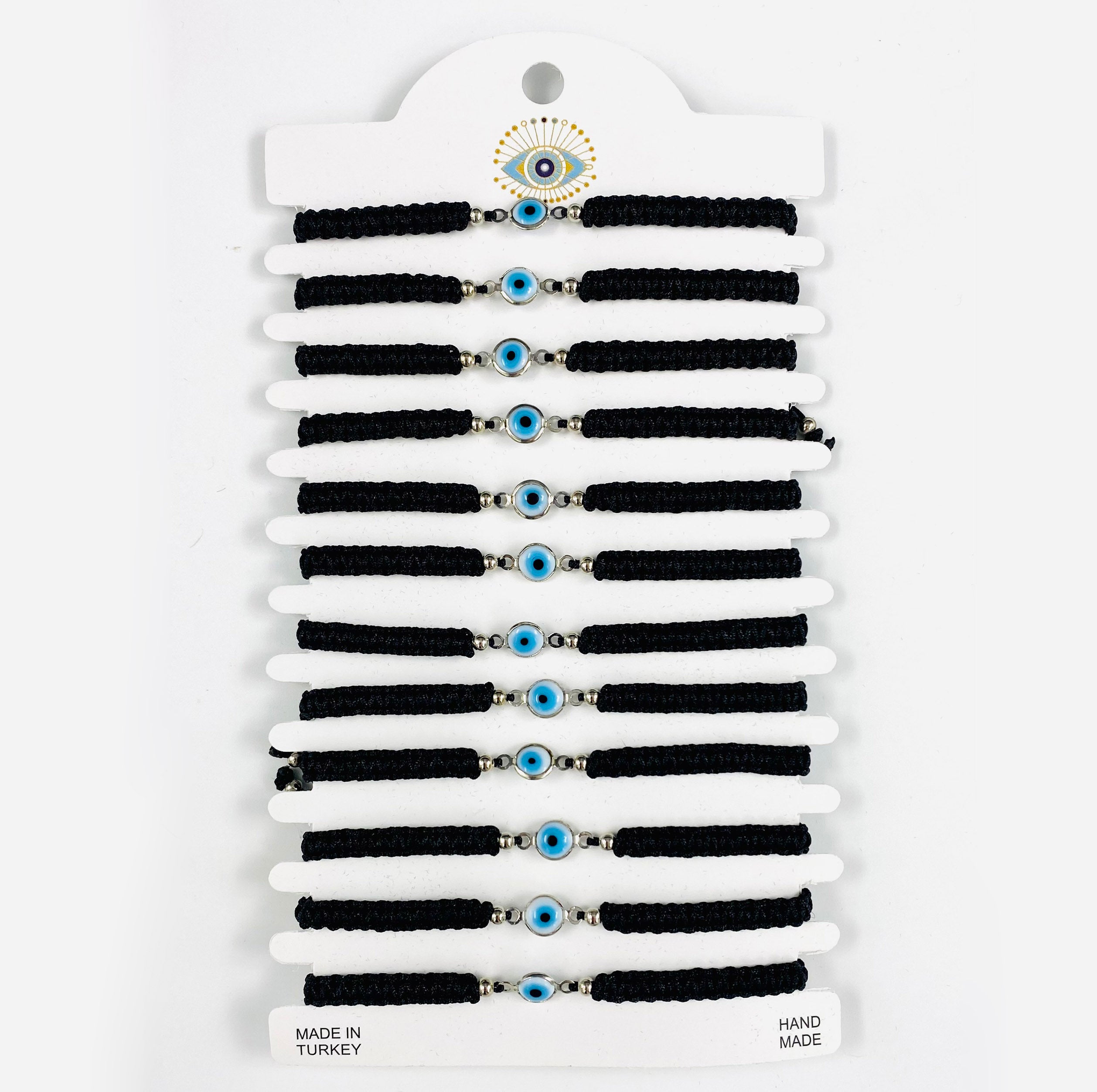 White Stone Silver Plated Evileye Rope Bracelet Set