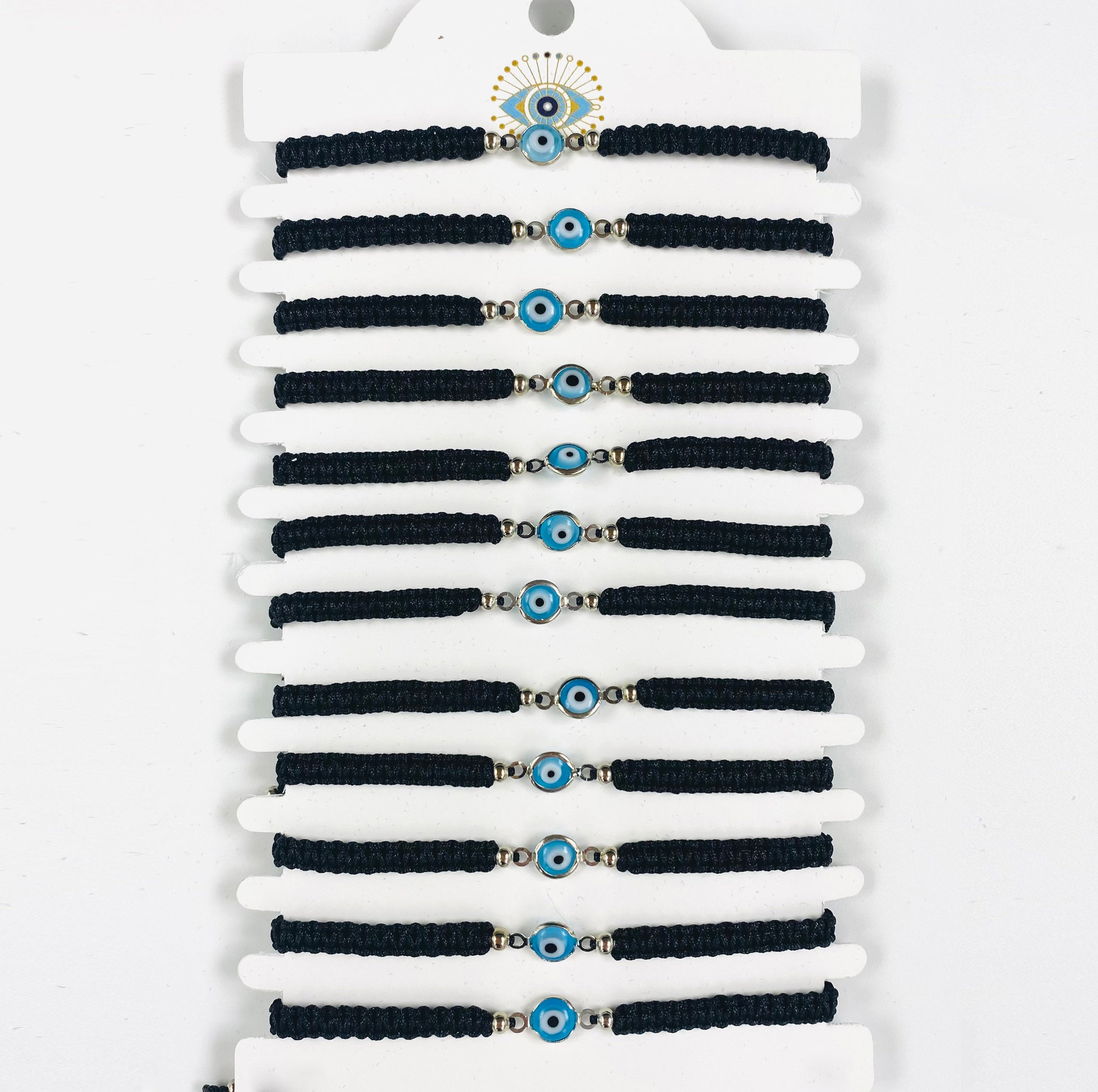 Blue Stone Silver Plated Evileye Rope Bracelet Set