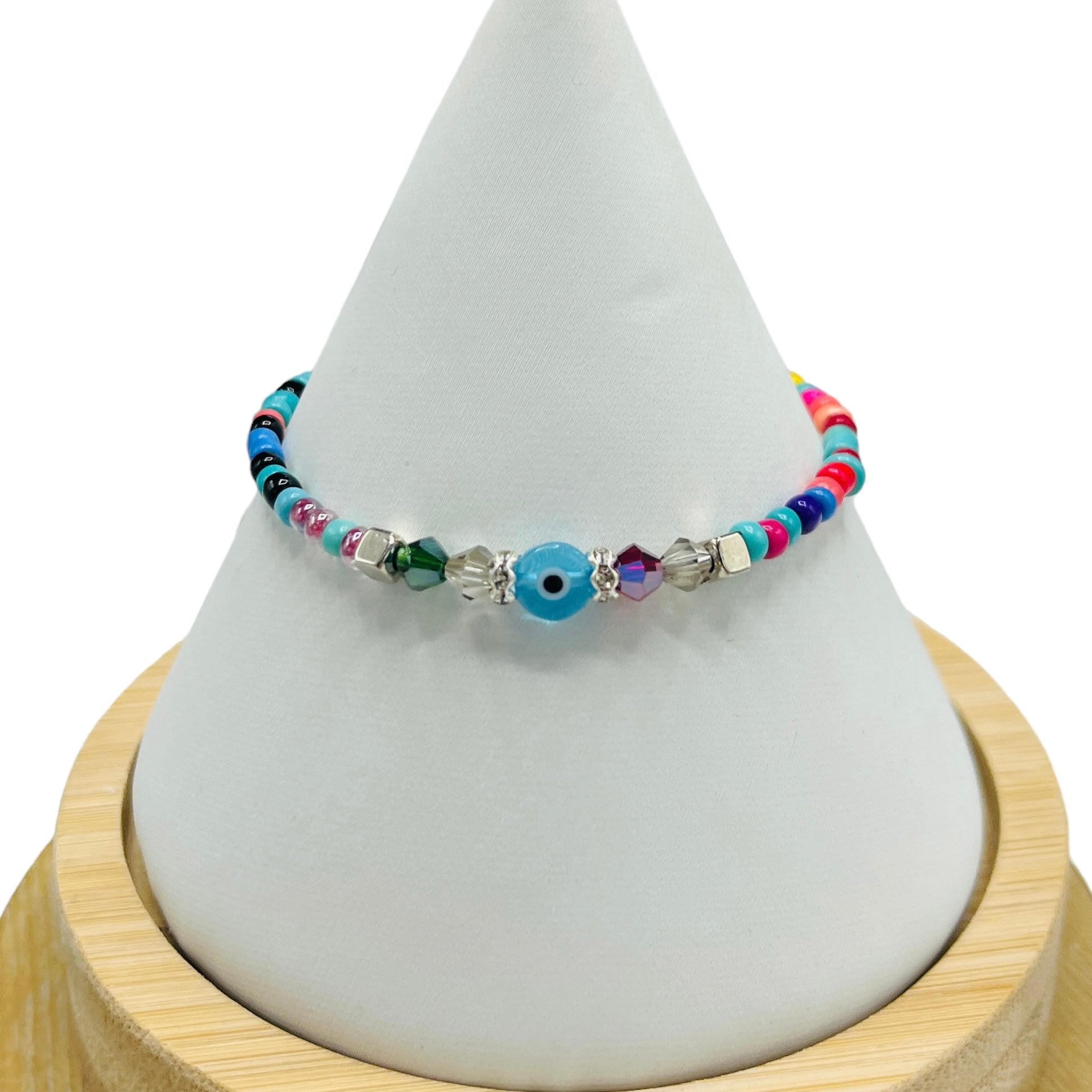 Crystal Chain Evil Eye Beaded Bracelet