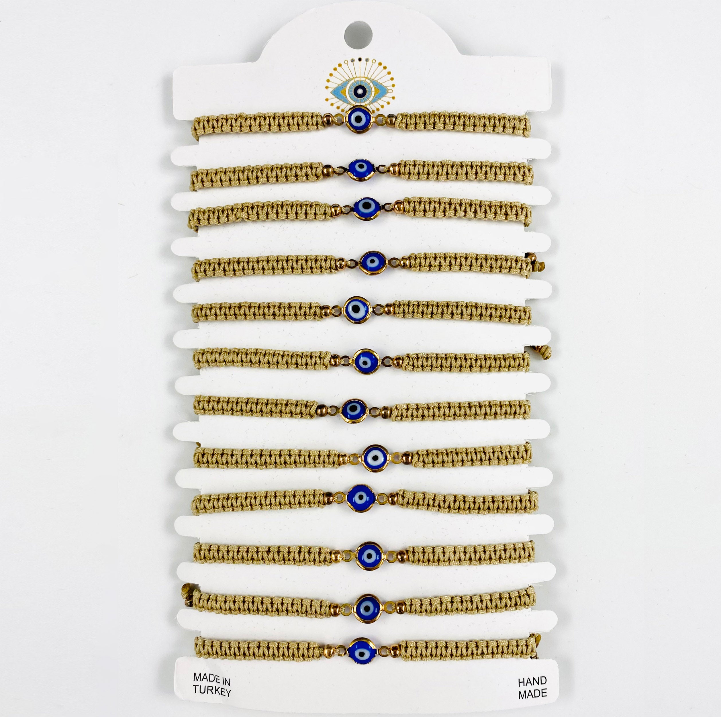 Navy Stone Copper Plated Evileye Rope Bracelet Set