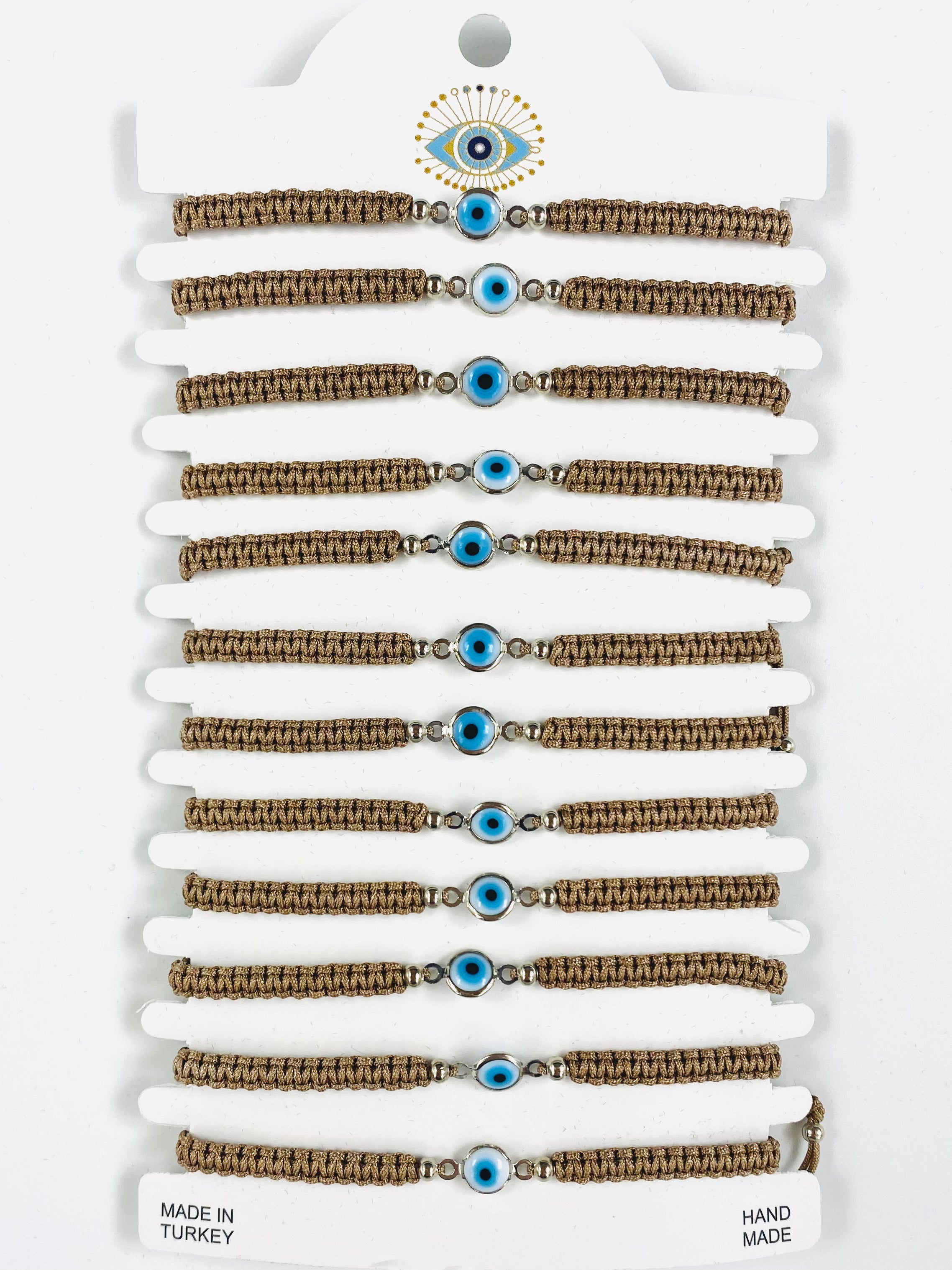 White Stone Silver Plated Evileye Rope Bracelet Set