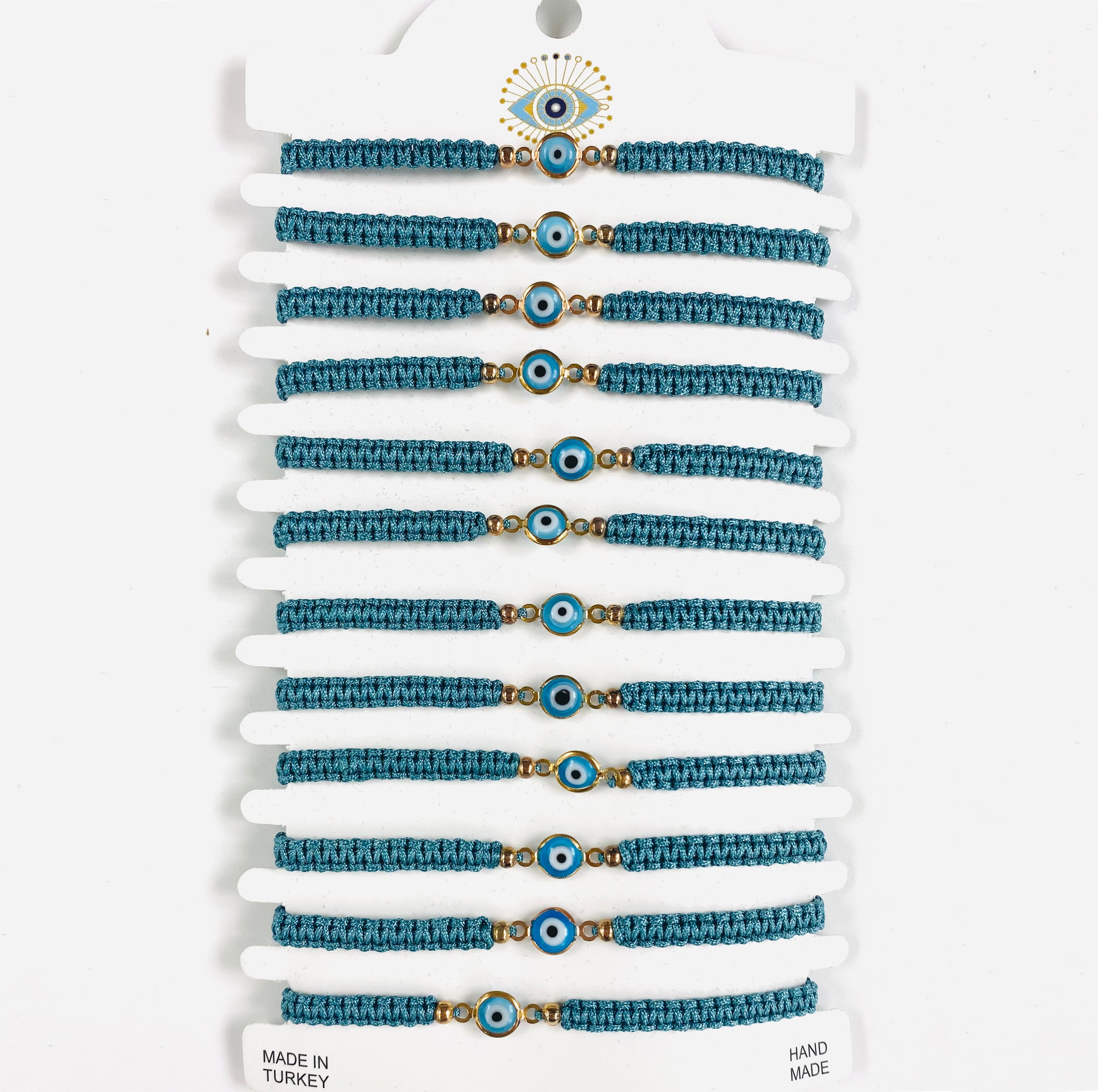 Blue Stone Copper Plated Evileye Rope Bracelet Set