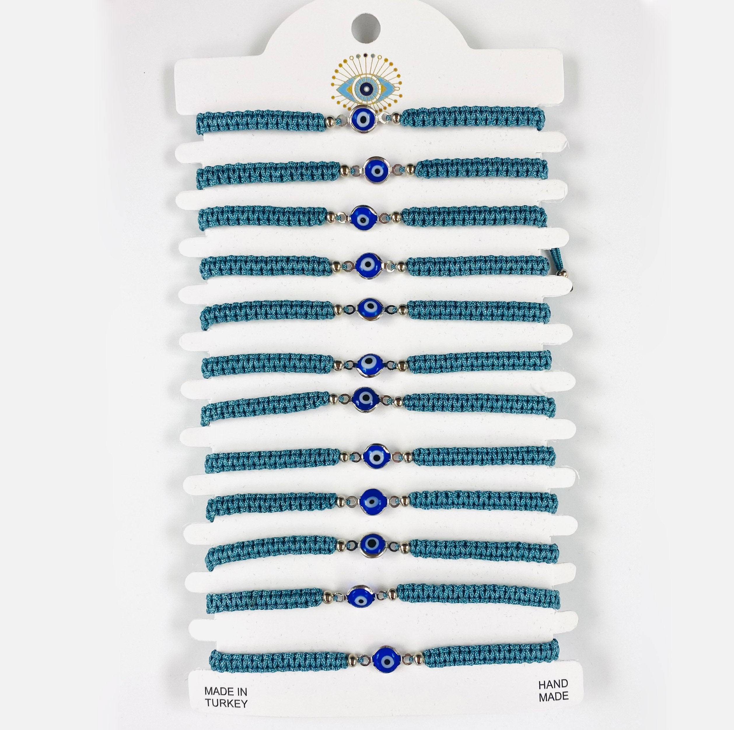 Navy Stone Silver Plated Evileye Rope Bracelet Set