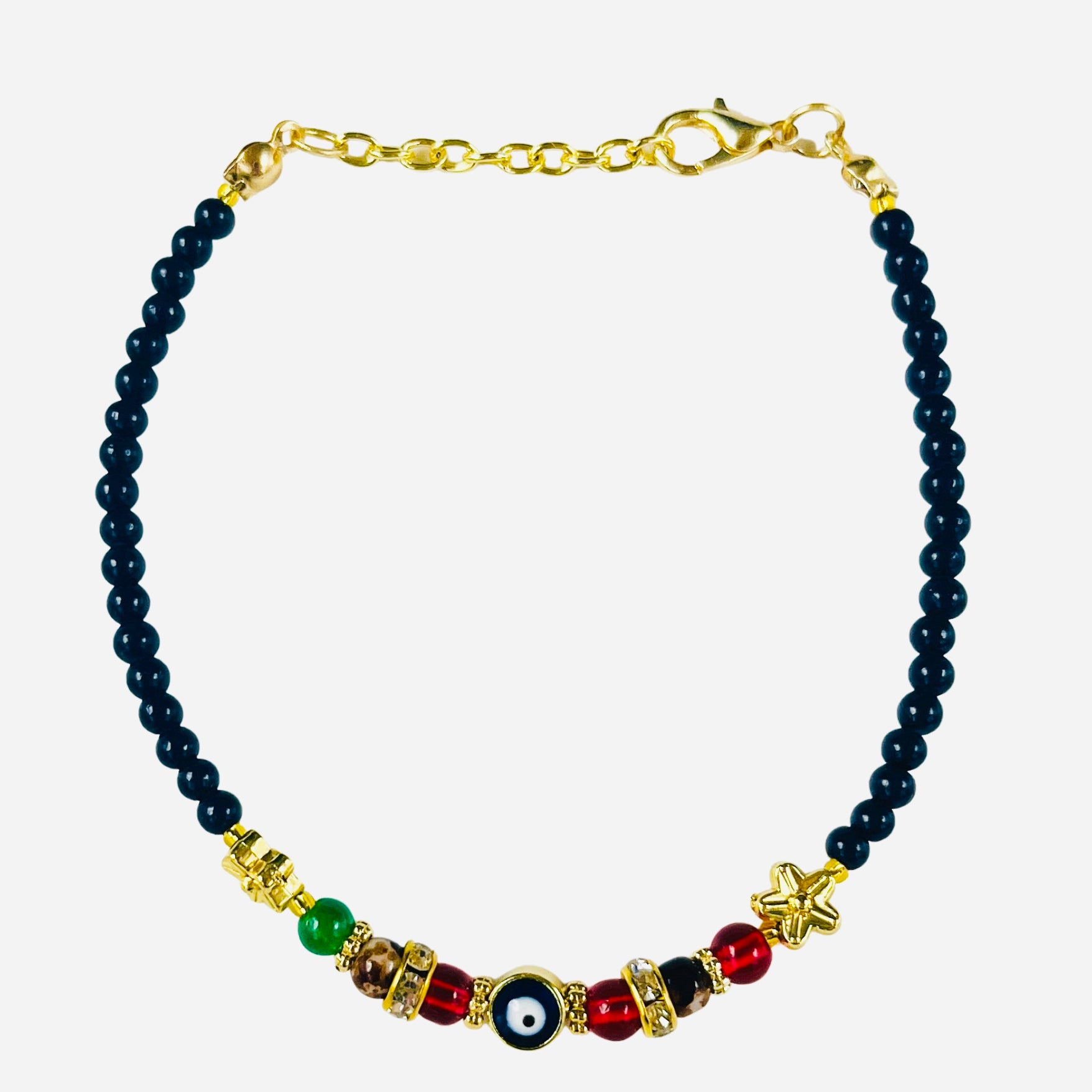 Lux Crystal Chain Evil Eye Beaded Bracelet
