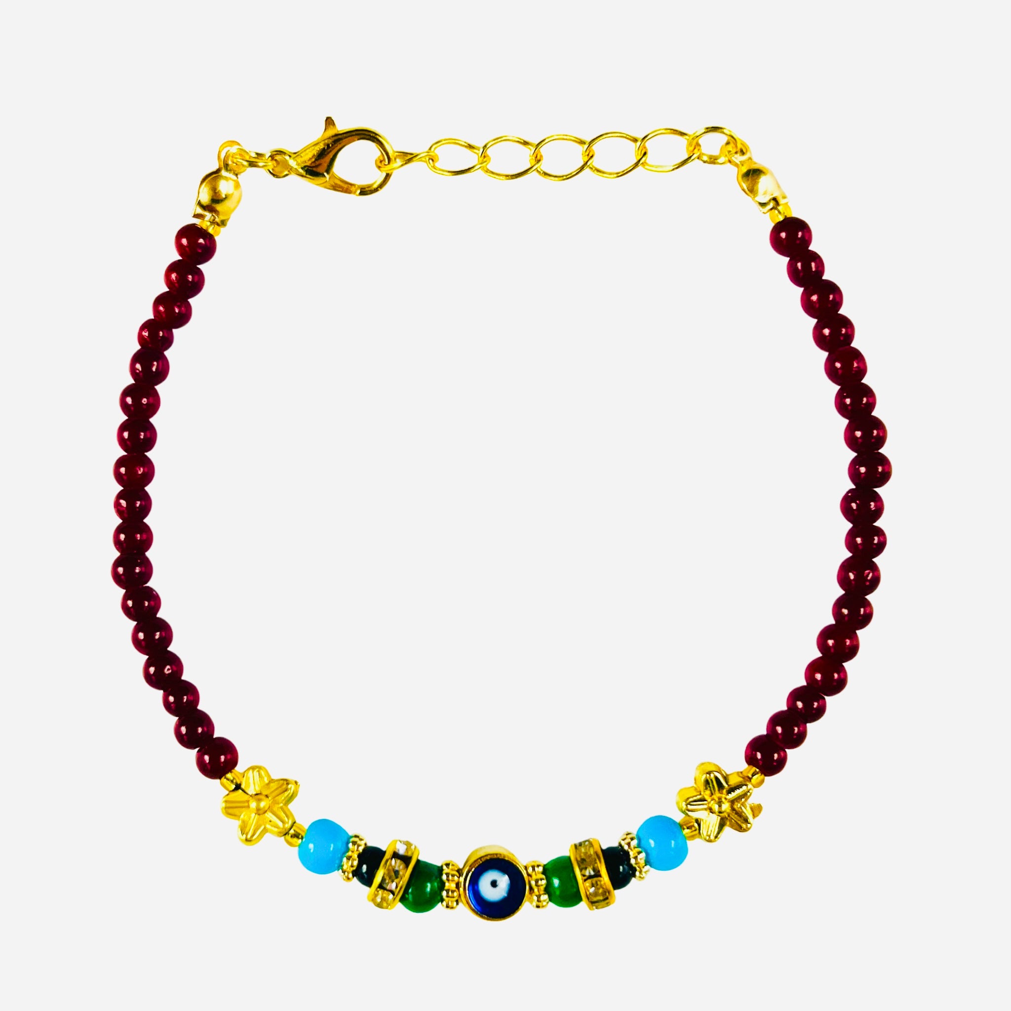 Lux Crystal Chain Evil Eye Beaded Bracelet