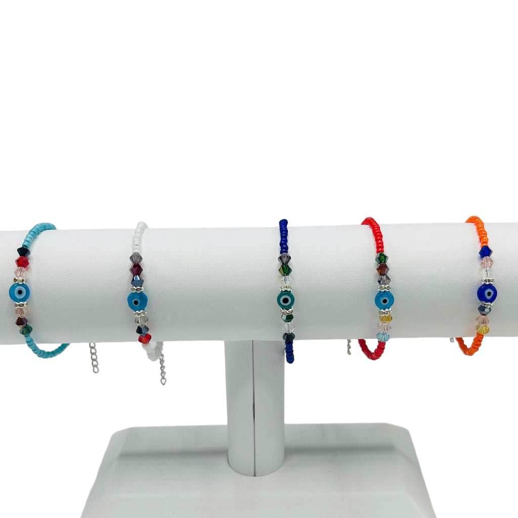 Crystal Chain Evil Eye Beaded Bracelet