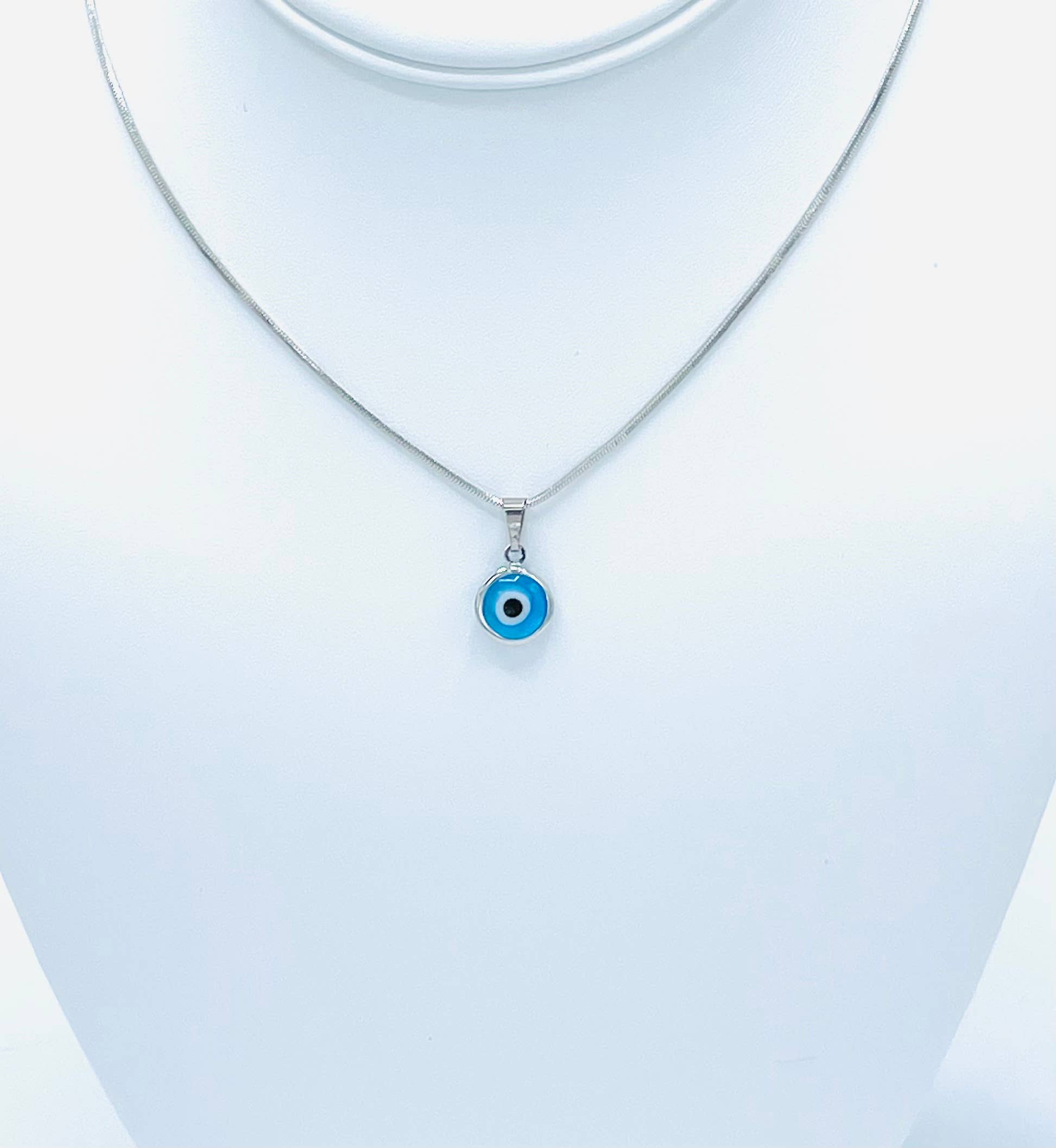 Silver Plated Evil Eye Necklace: Colorful Beads, Handmade