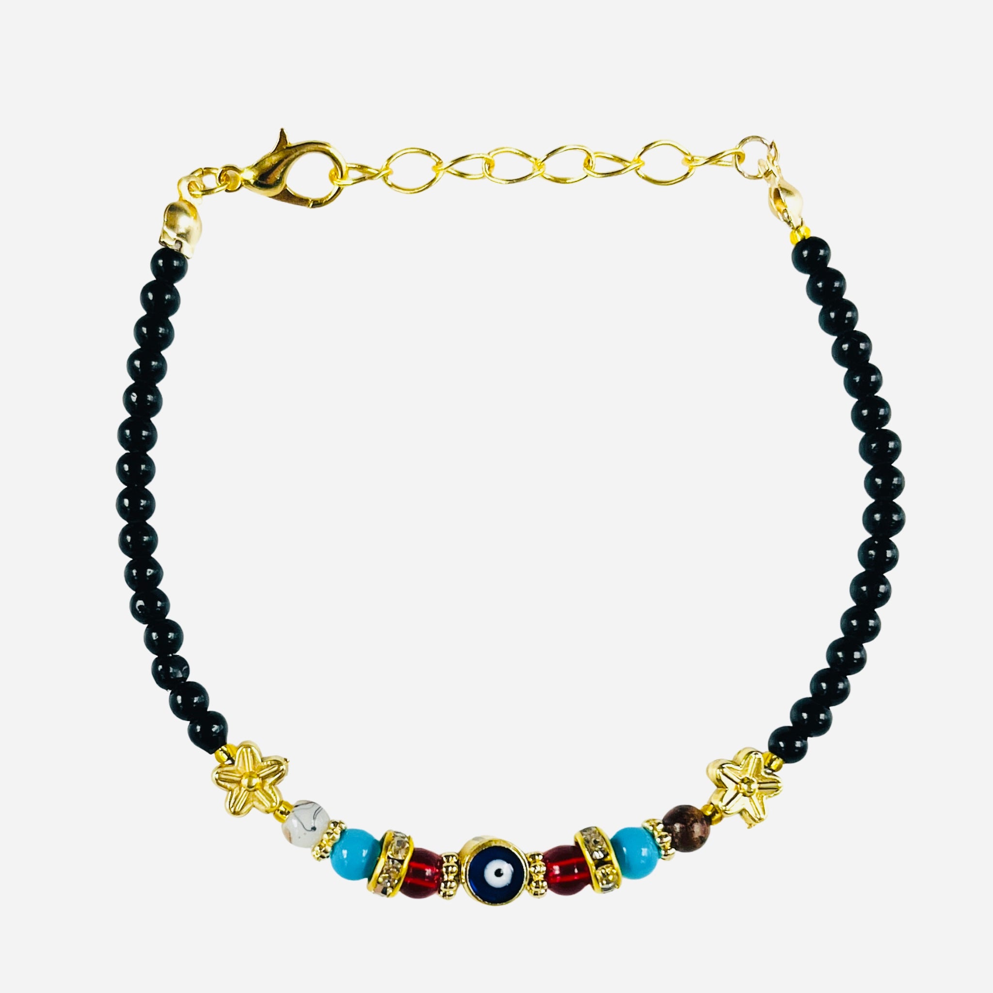 Lux Crystal Chain Evil Eye Beaded Bracelet