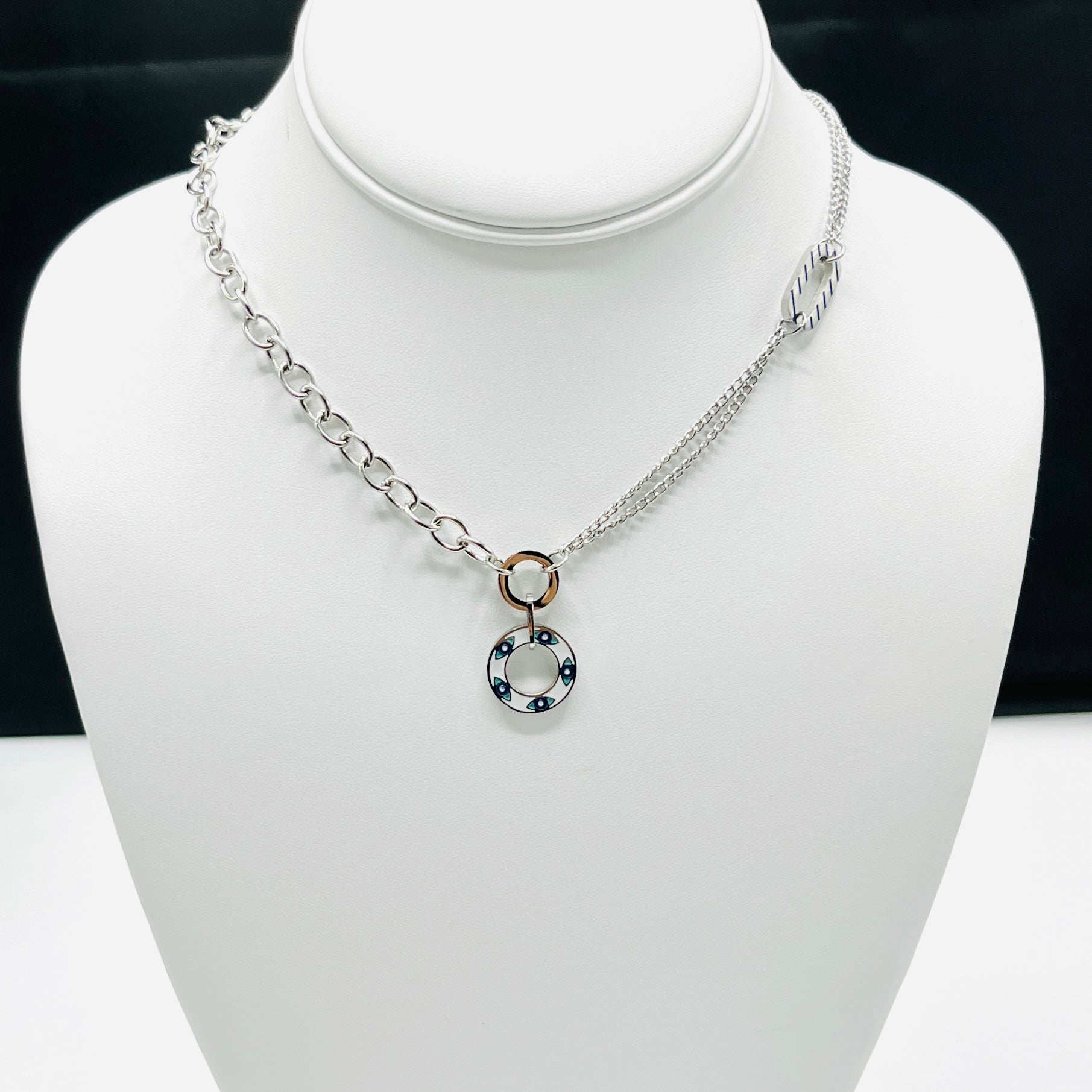 Stainless Steel White Round Evileye Necklace