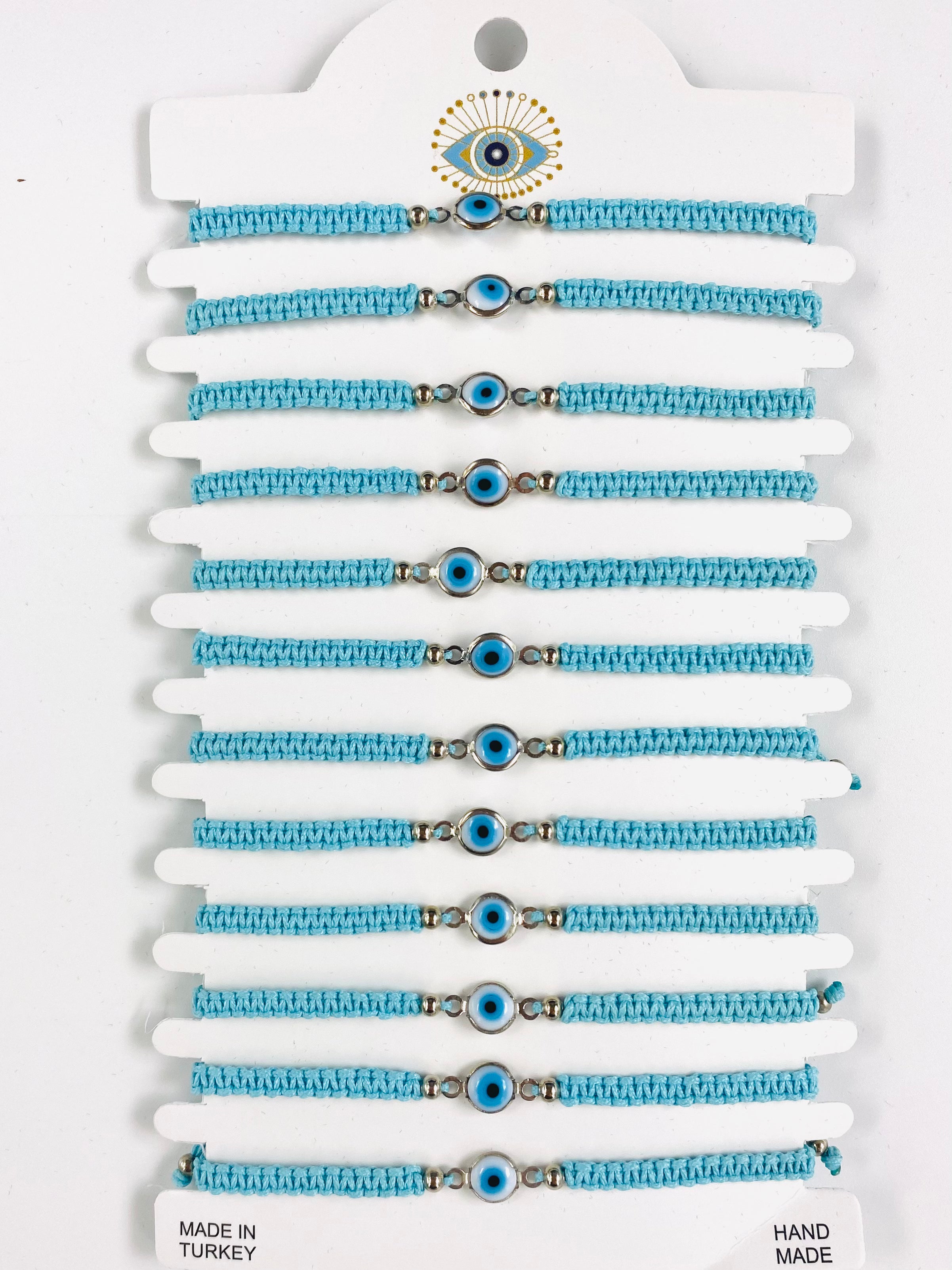 White Stone Silver Plated Evileye Rope Bracelet Set
