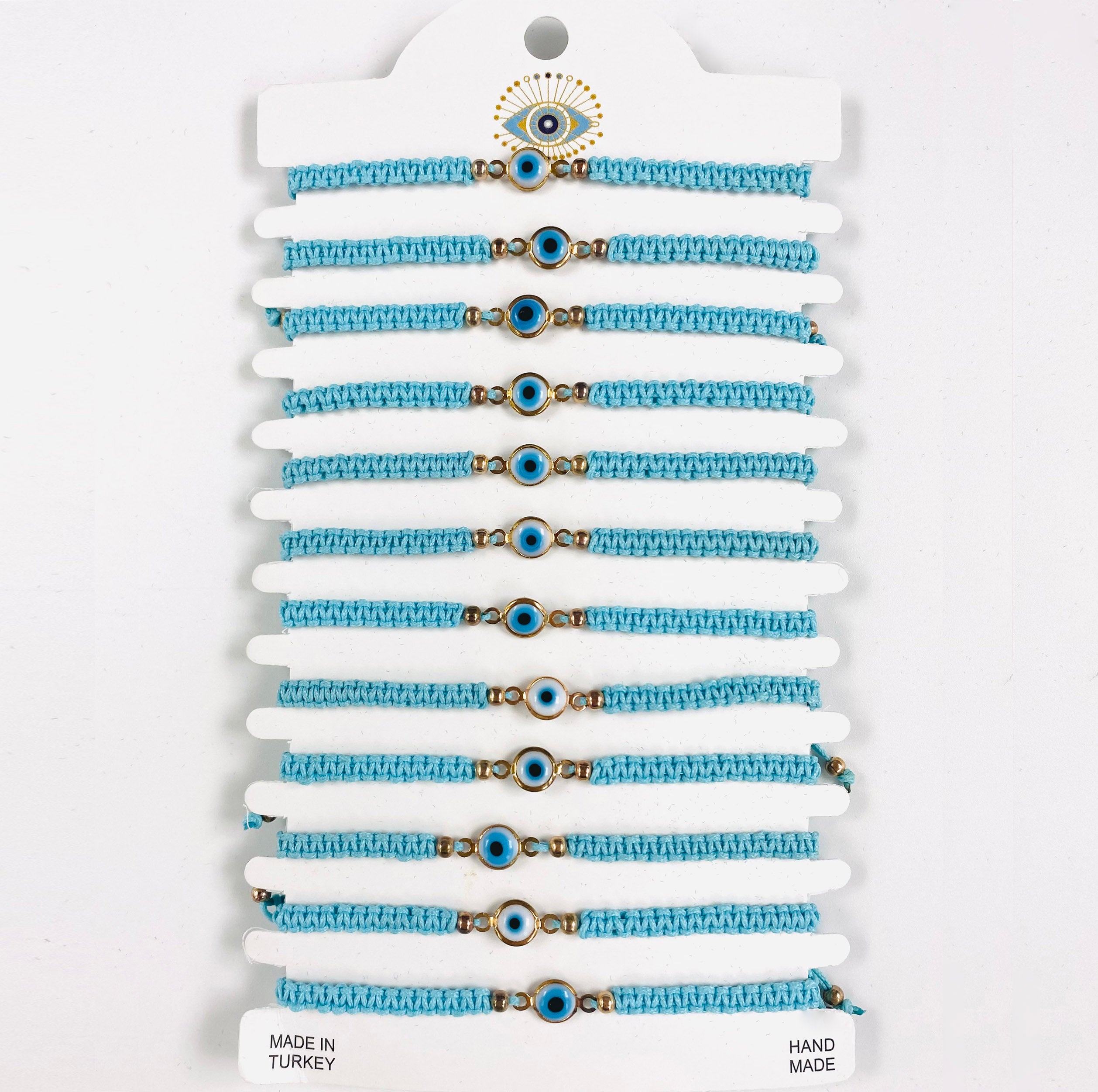 White Stone Copper Plated Evileye Rope Bracelet Set