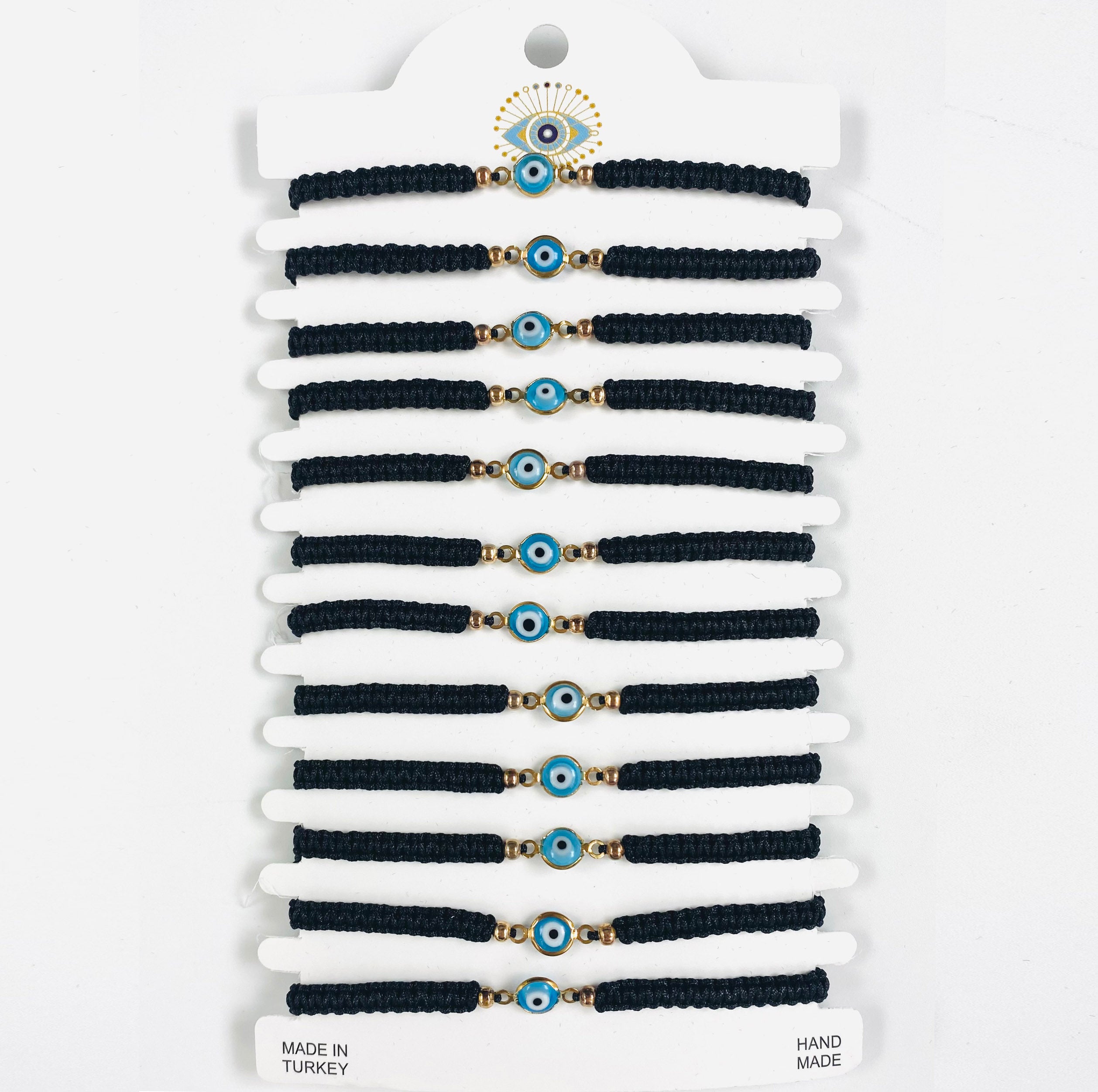 Blue Stone Copper Plated Evileye Rope Bracelet Set