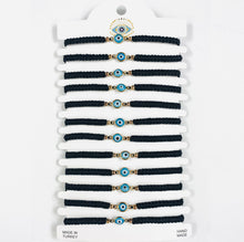 Load image into Gallery viewer, Blue Stone Copper Plated Evileye Rope Bracelet Set
