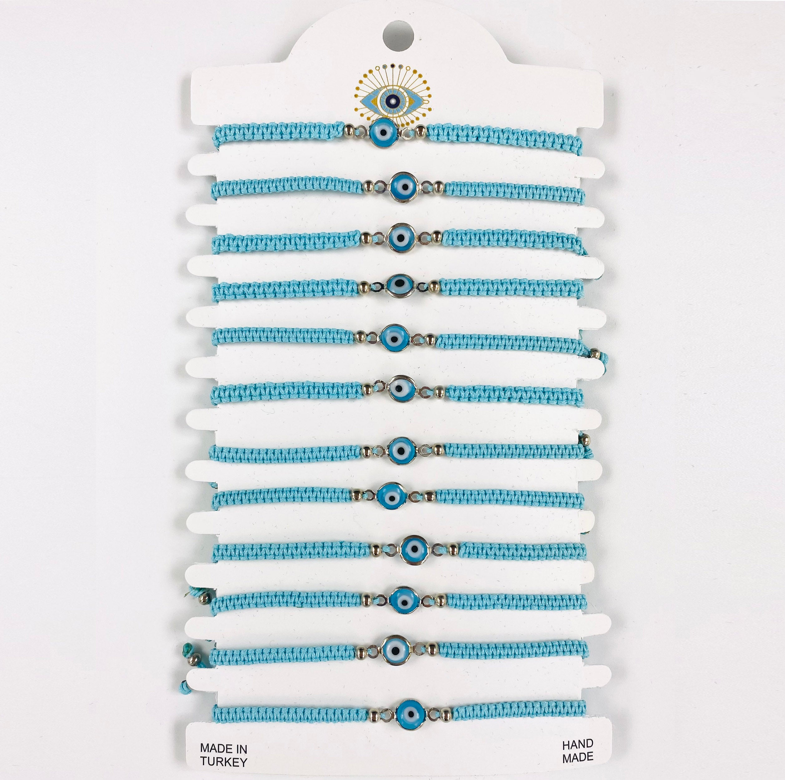 Blue Stone Silver Plated Evileye Rope Bracelet Set