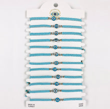 Load image into Gallery viewer, Blue Stone Silver Plated Evileye Rope Bracelet Set
