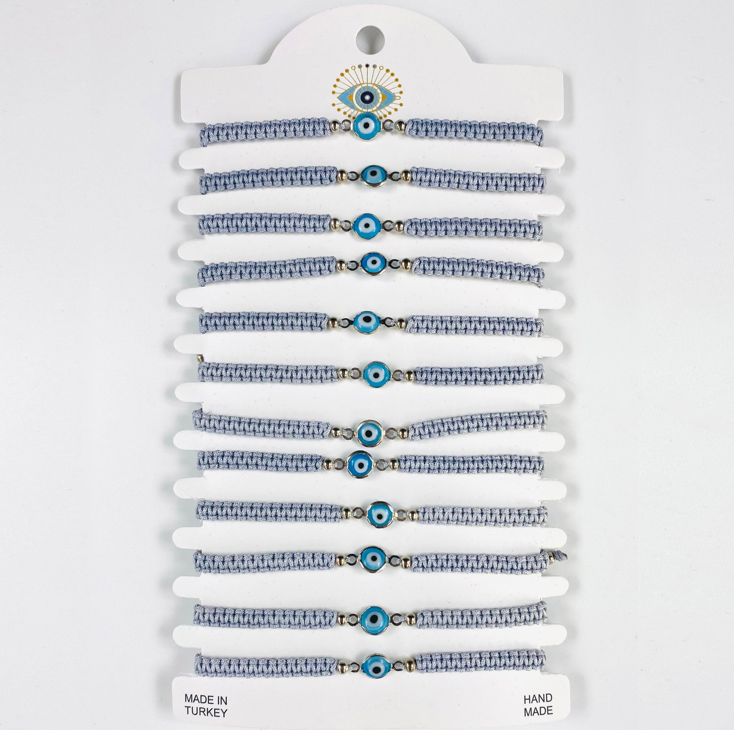 Blue Stone Silver Plated Evileye Rope Bracelet Set