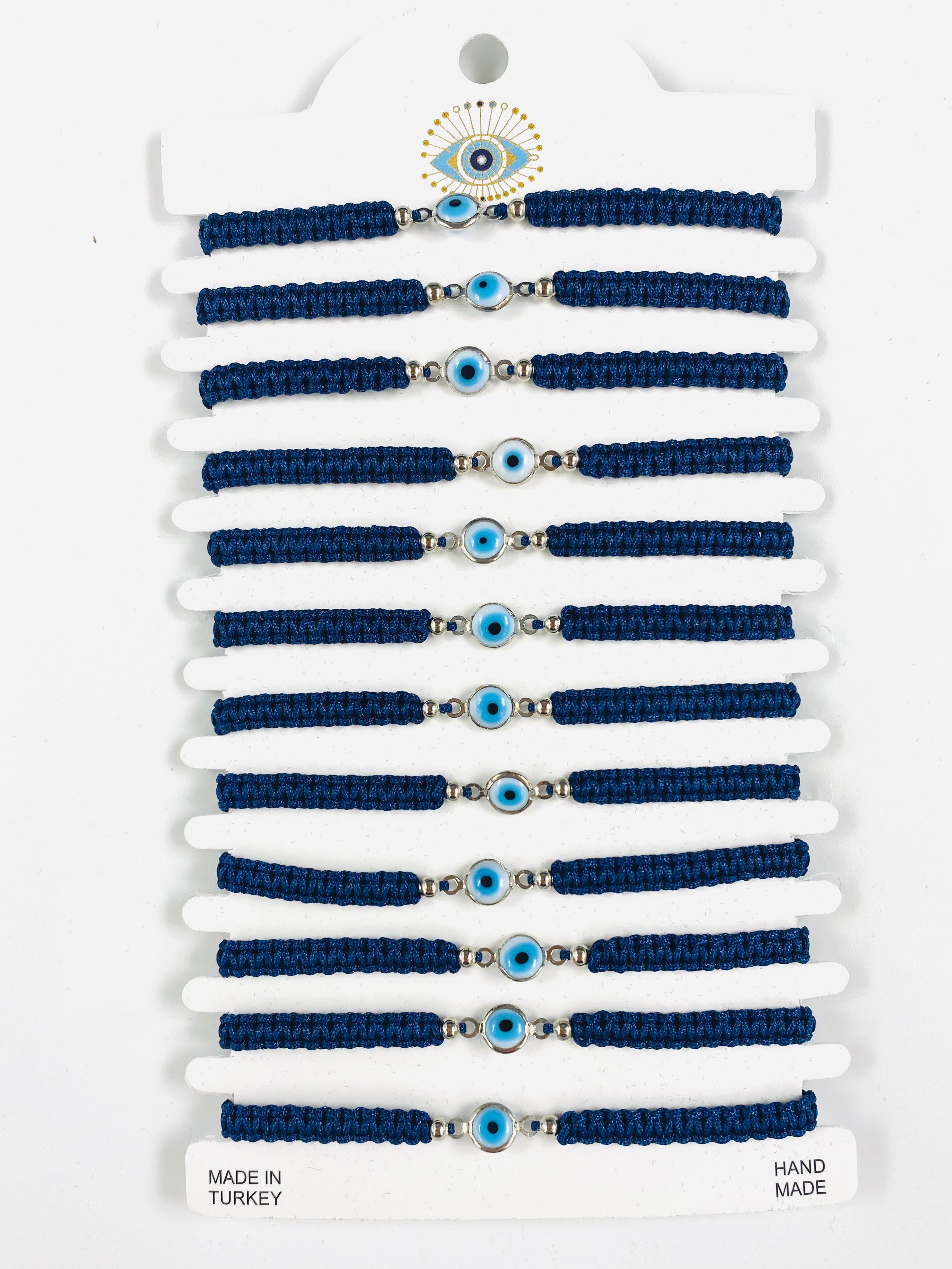 White Stone Silver Plated Evileye Rope Bracelet Set