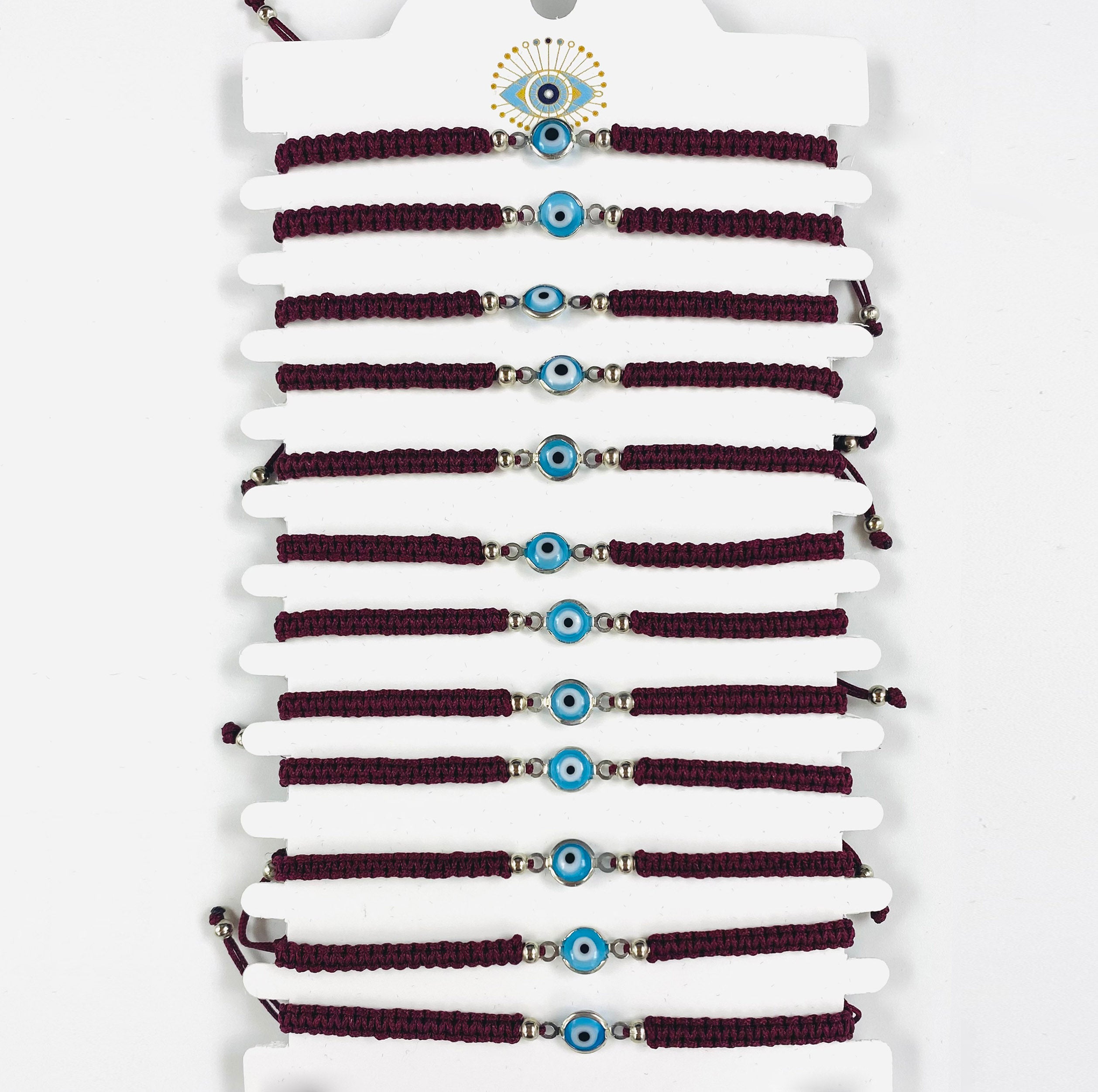 Blue Stone Silver Plated Evileye Rope Bracelet Set