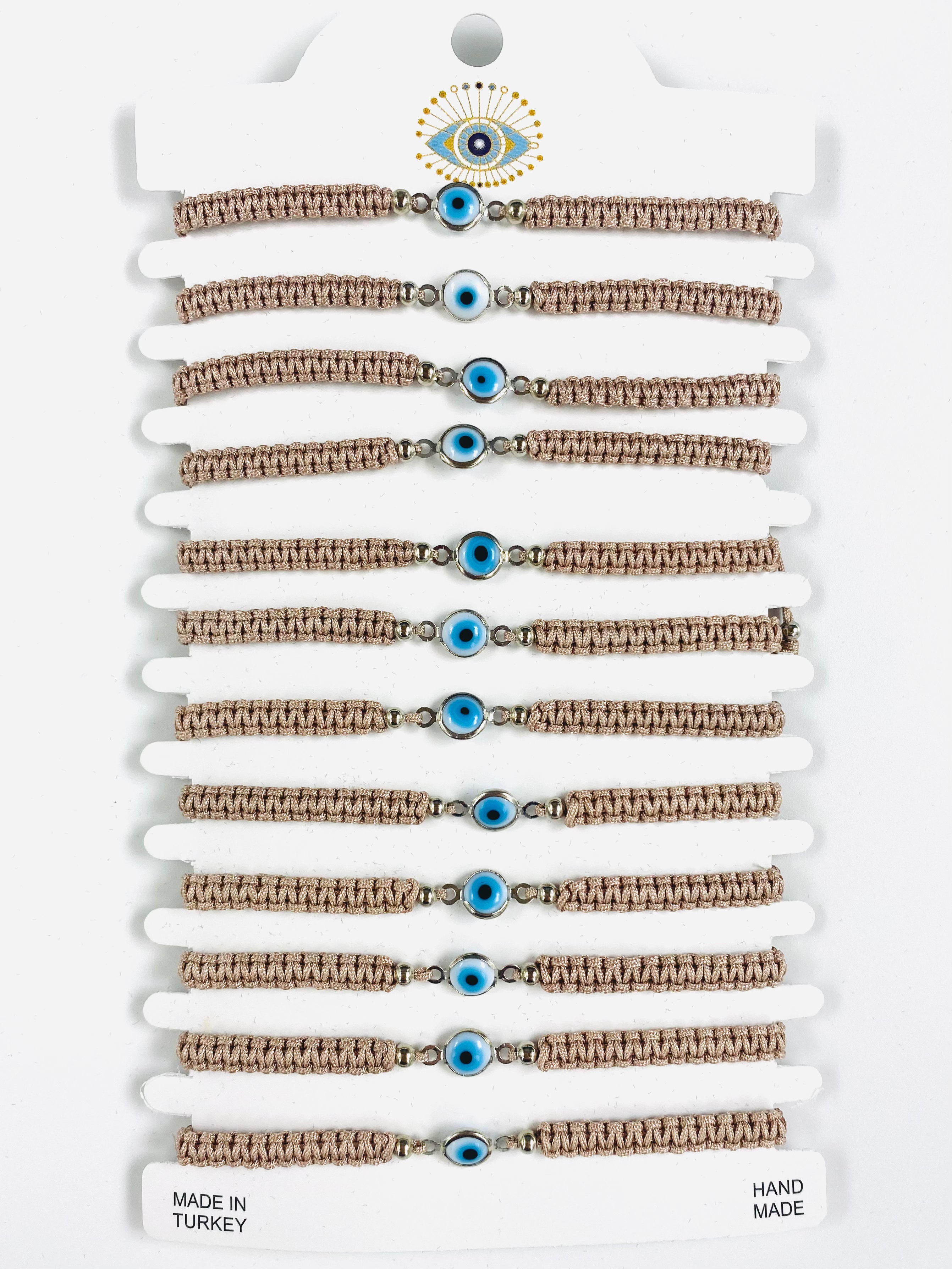 White Stone Silver Plated Evileye Rope Bracelet Set