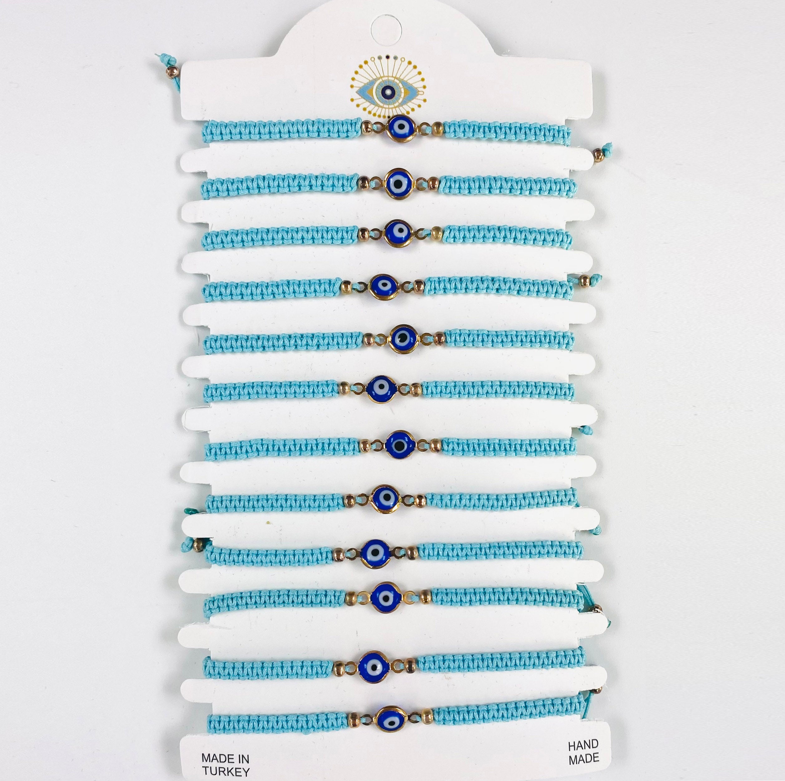 Navy Stone Copper Plated Evileye Rope Bracelet Set