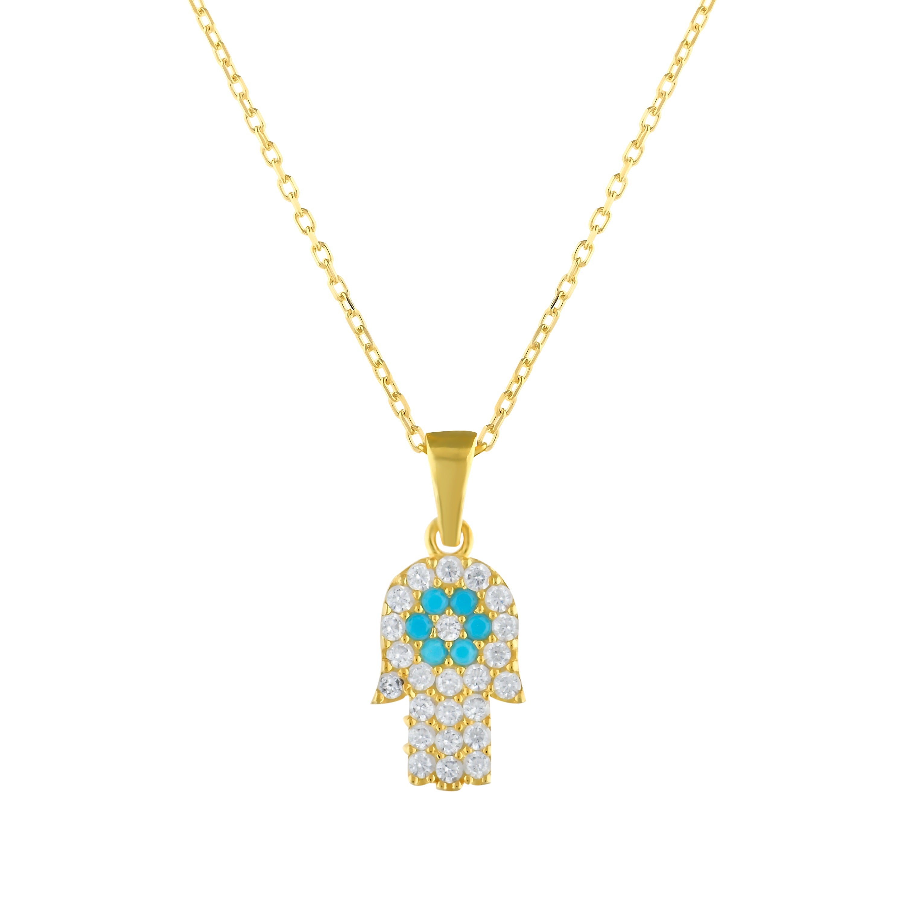 925 Sterling Silver Double Side JZ S Hamsa Evil Eye Necklace
