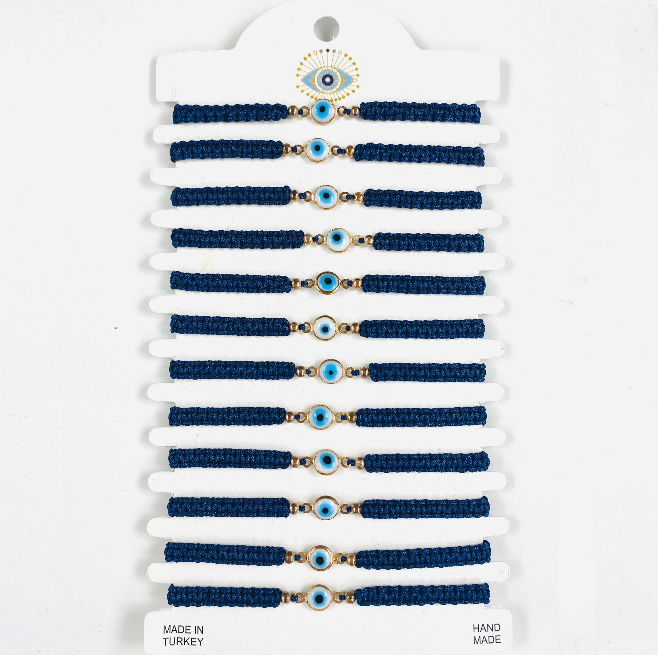 White Stone Copper Plated Evileye Rope Bracelet Set