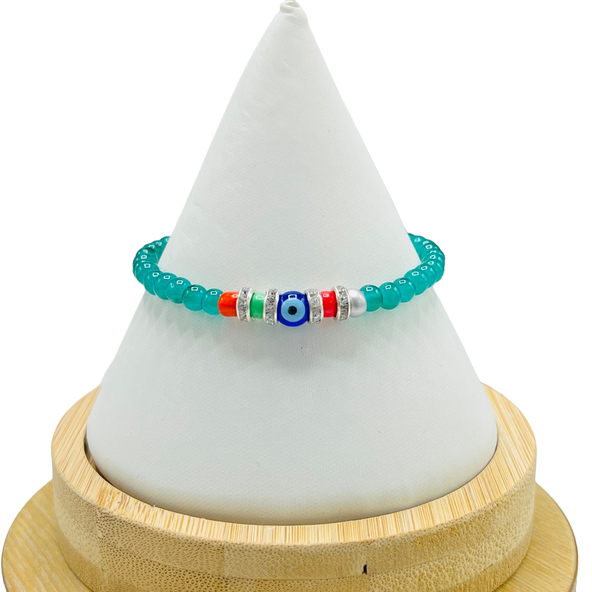 Crystal Chain Evil Eye Beaded Bracelet - 12 Piece Set