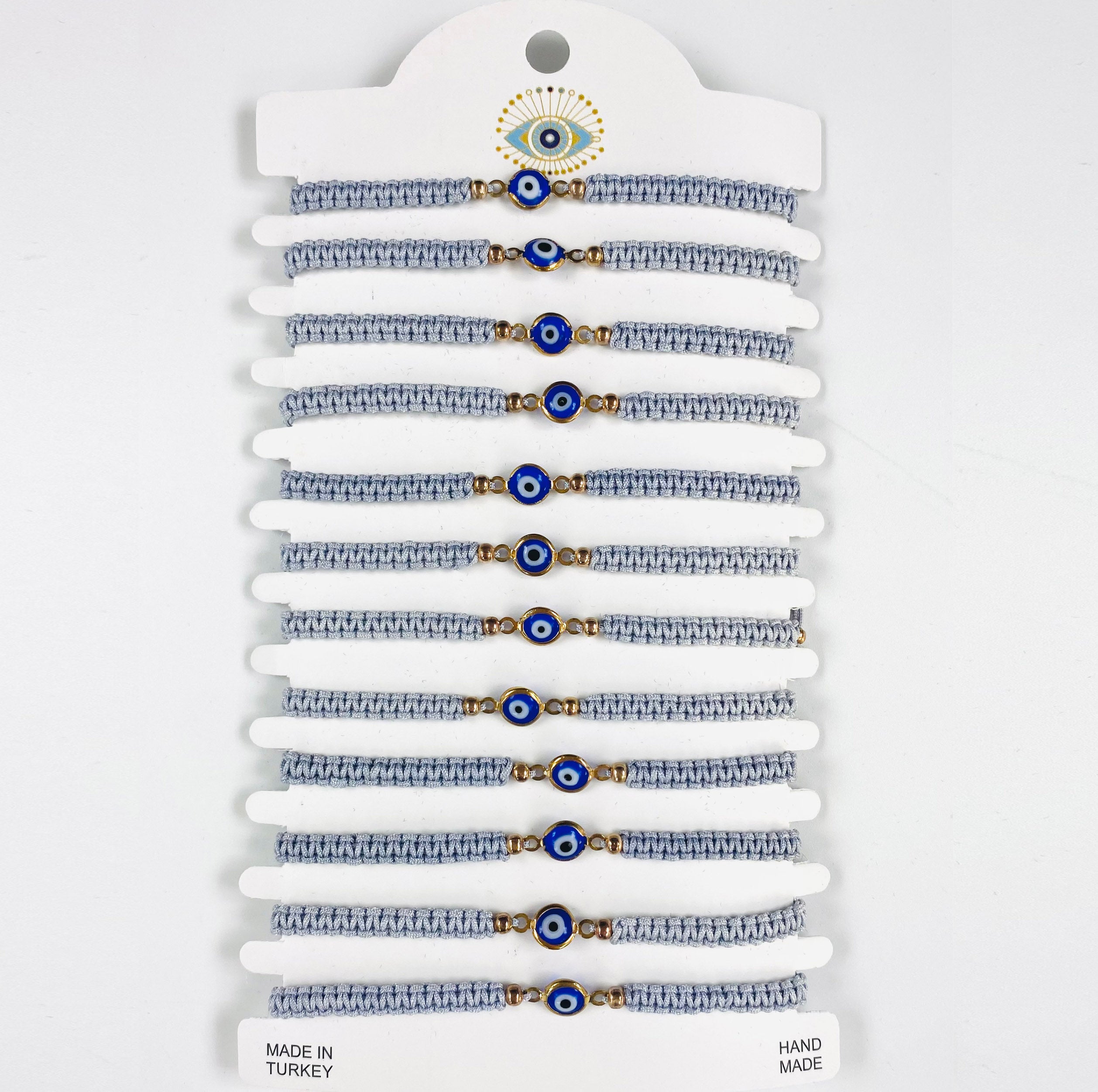 Navy Stone Copper Plated Evileye Rope Bracelet Set