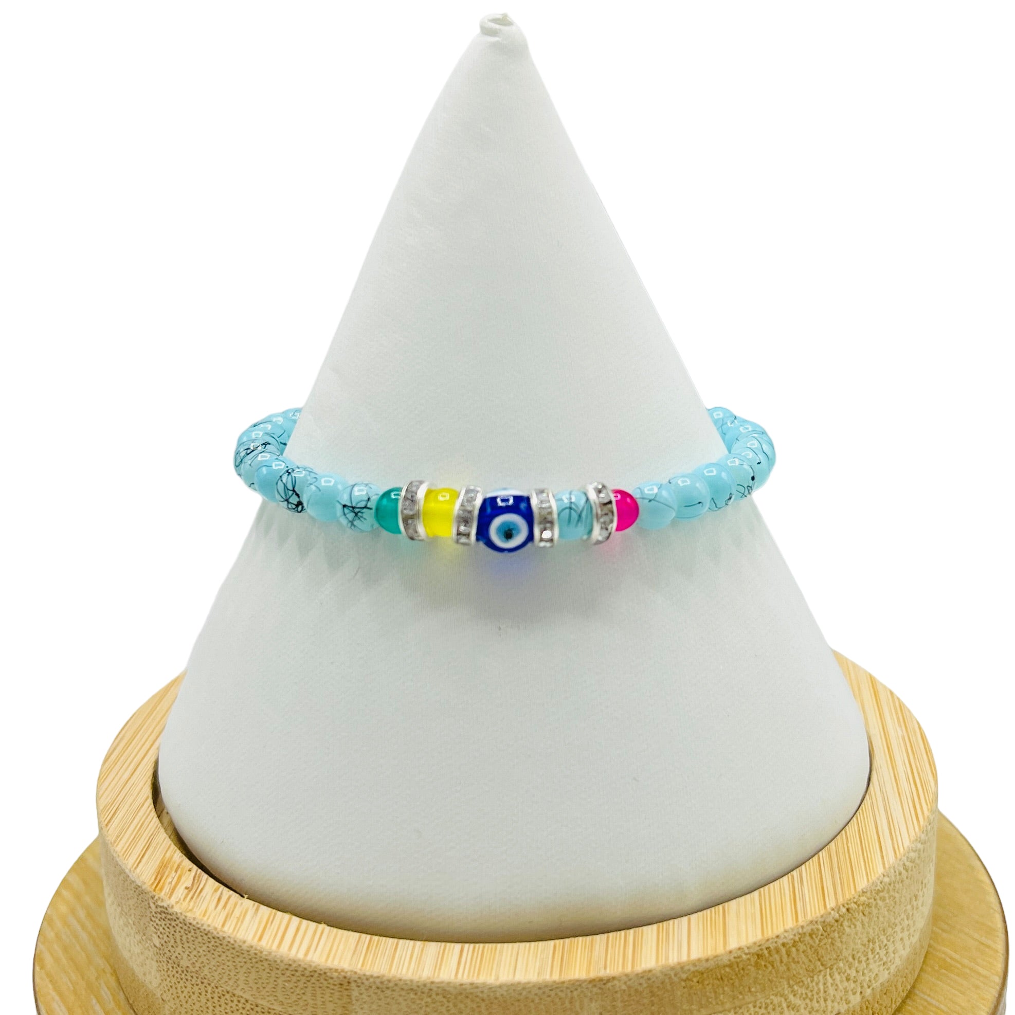 Crystal Chain Evil Eye Beaded Bracelet - 12 Piece Set