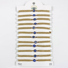 Load image into Gallery viewer, Navy Stone Copper Plated Evileye Rope Bracelet Set
