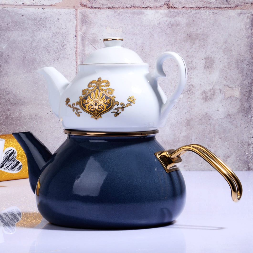 ENAMEL & PORCELAIN TEA POT – ANTRASIT